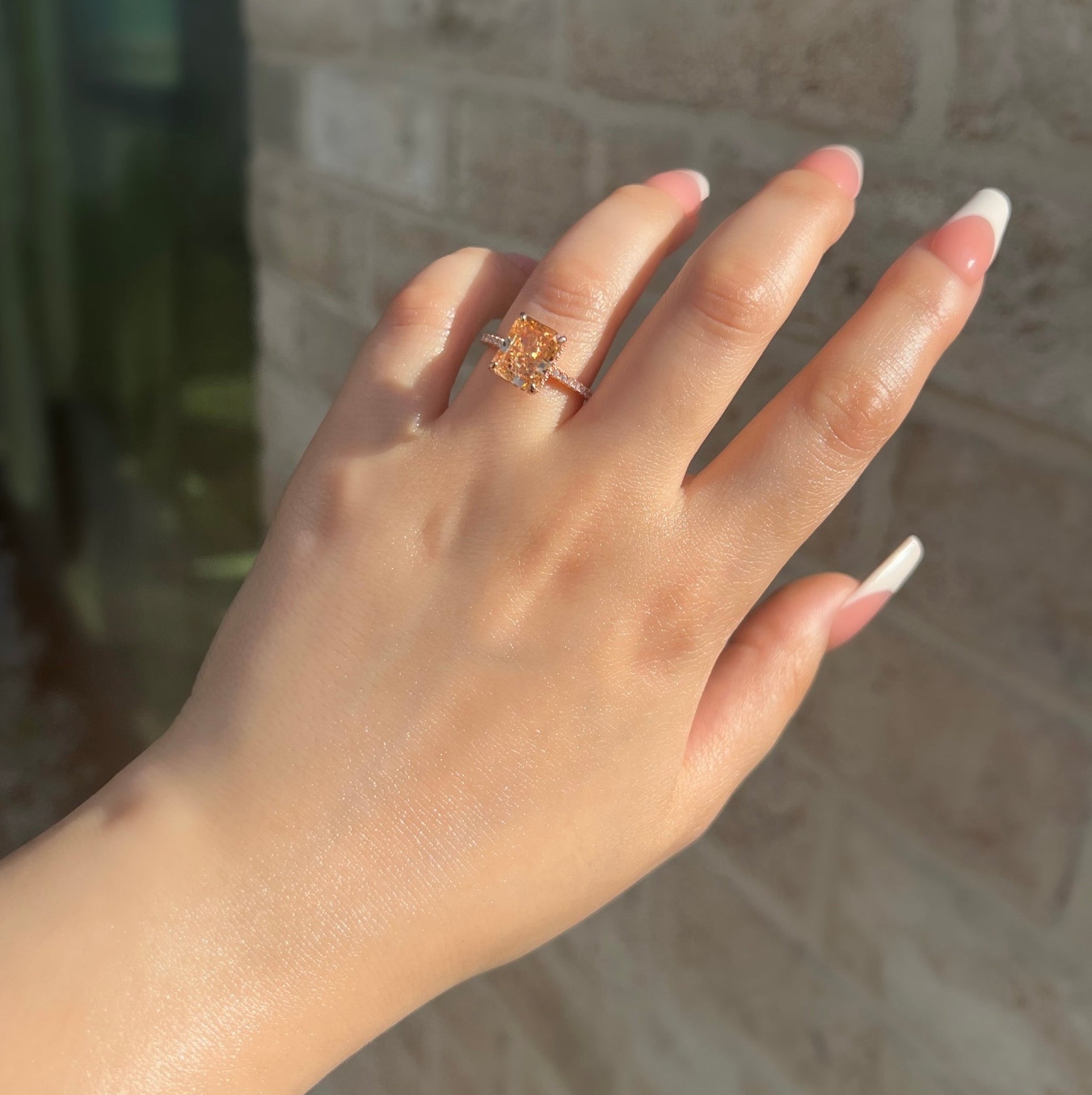 Cecilia Radiant Cut Sterling Silver Ring- Rose Gold