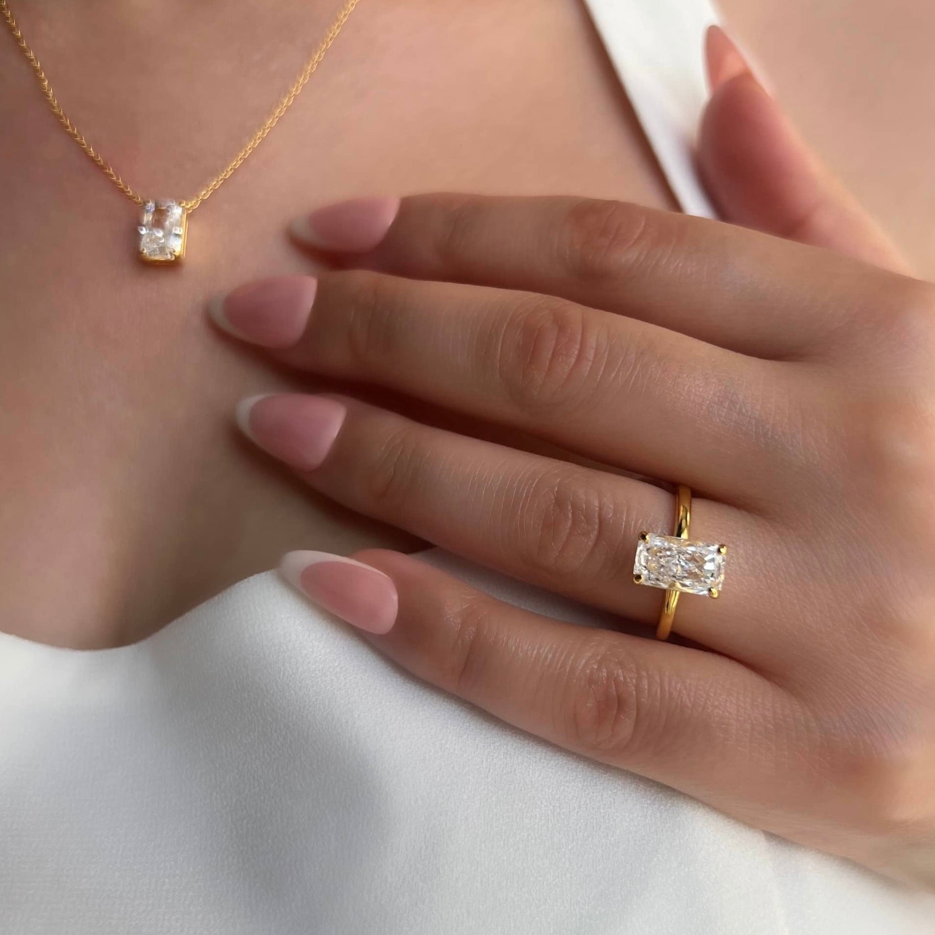 Celina Radiant Cut Solitaire Sterling Silver Ring