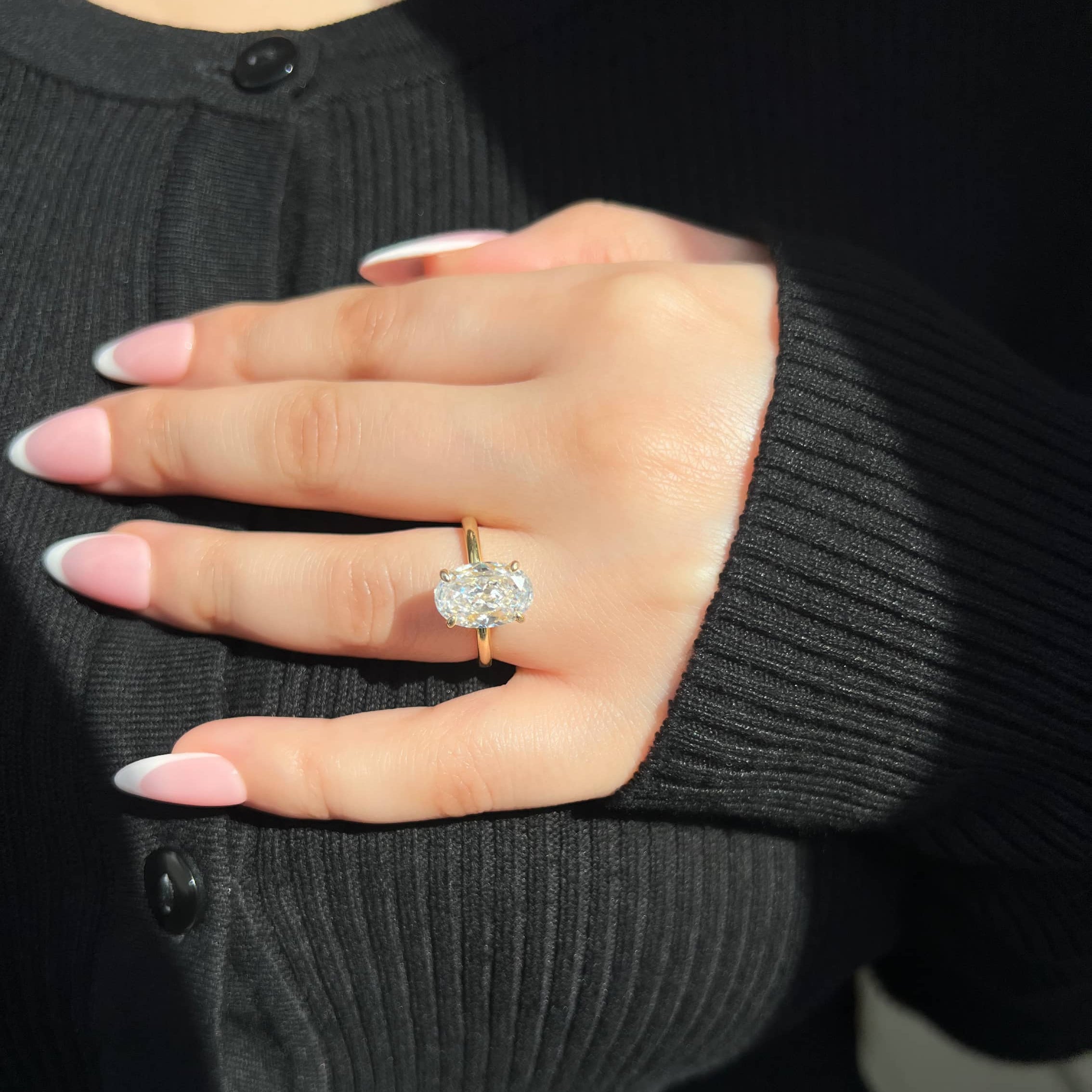 Diana Oval Cut Solitaire Sterling Silver Ring- Gold