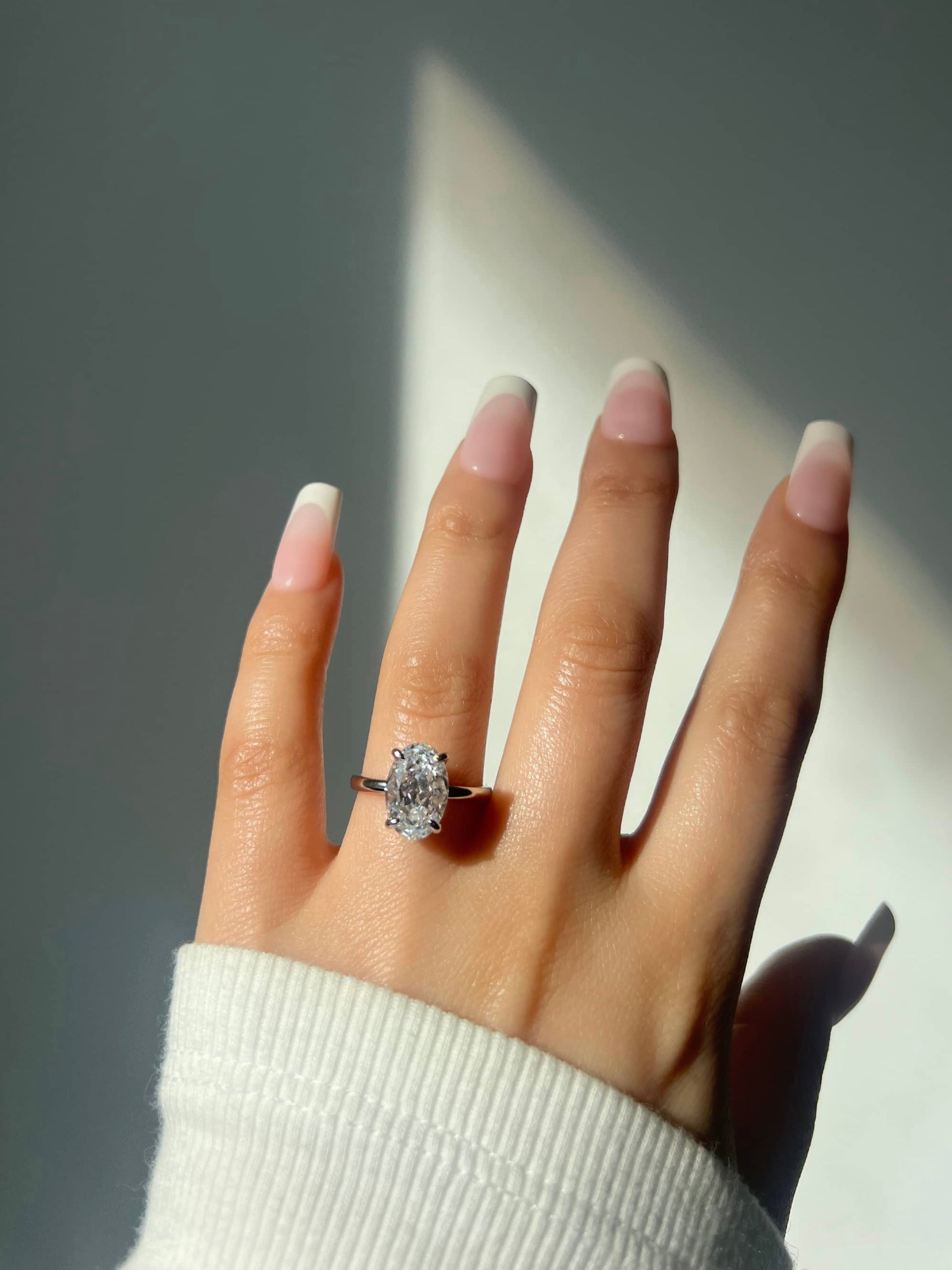 Diana Oval Cut Solitaire Sterling Silver Ring- Silver (Pre-Order)