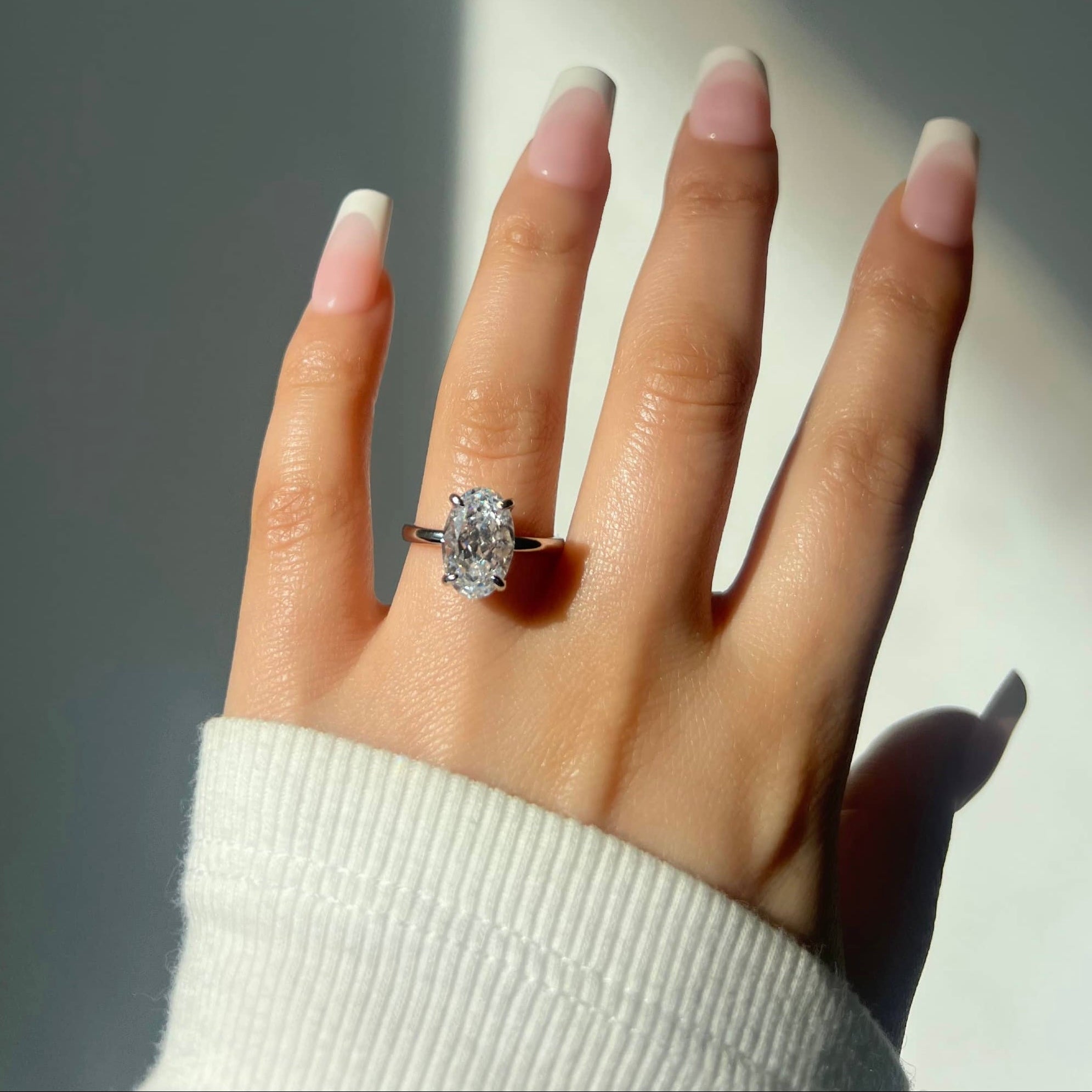 Diana Oval Cut Solitaire Sterling Silver Ring- Silver (Pre-Order)