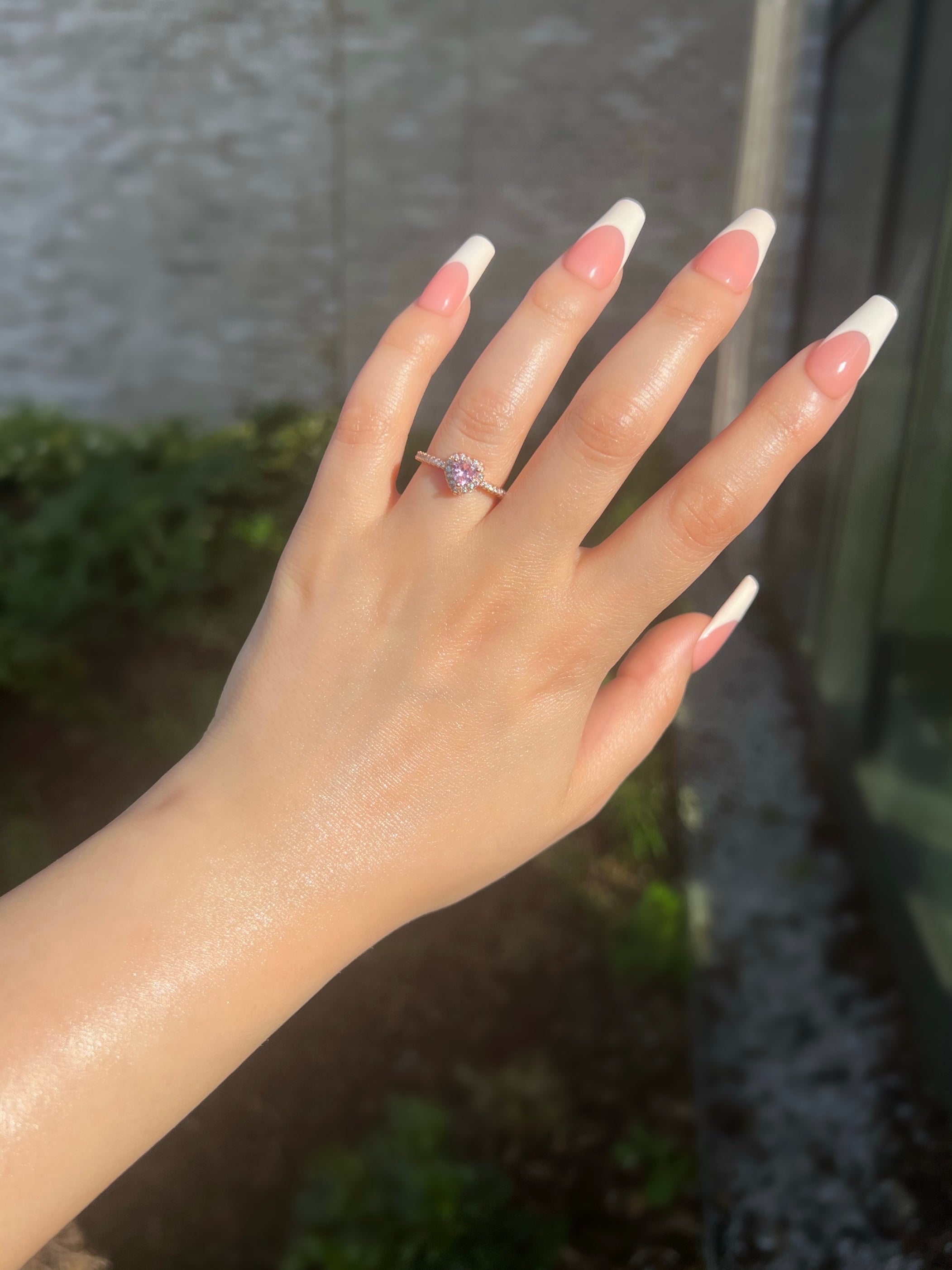 Mini Elina Heart Sterling Silver Halo Ring- Rose Gold