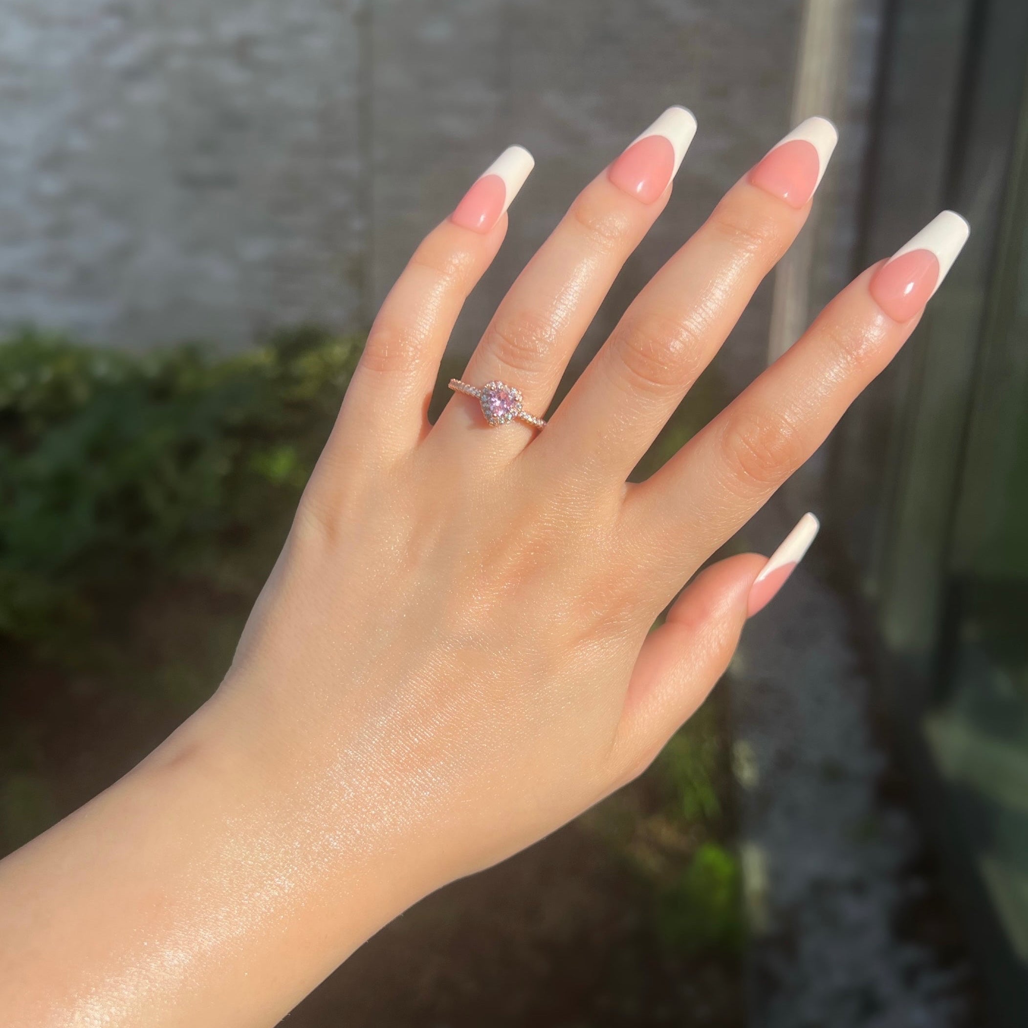 Mini Elina Heart Sterling Silver Halo Ring- Rose Gold