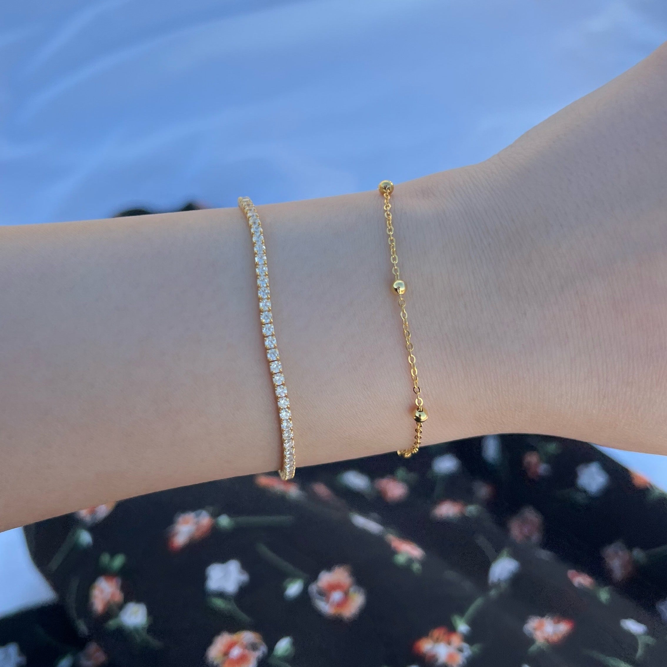 Ira 2mm Sterling Silver Tennis Bracelet- Gold