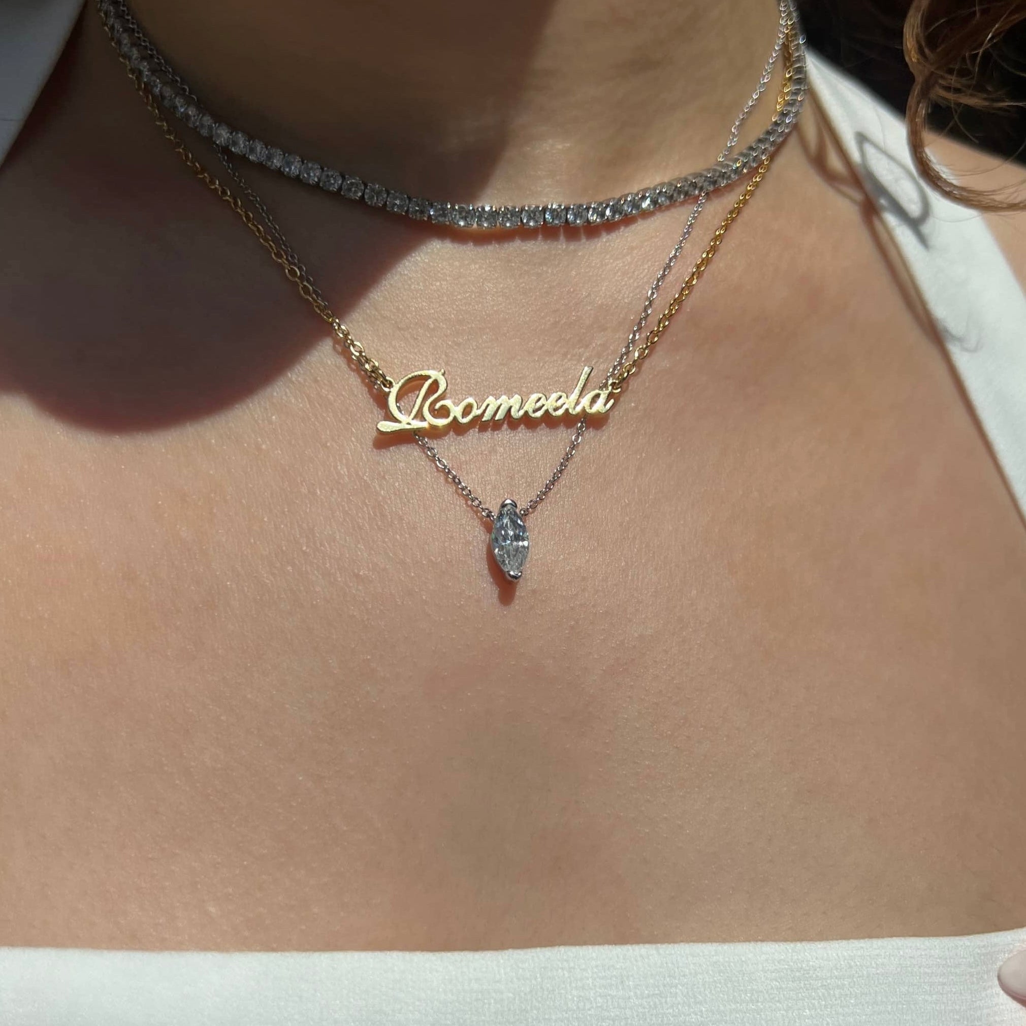 Ava Marquise Cut Sterling Silver Pendant Necklace