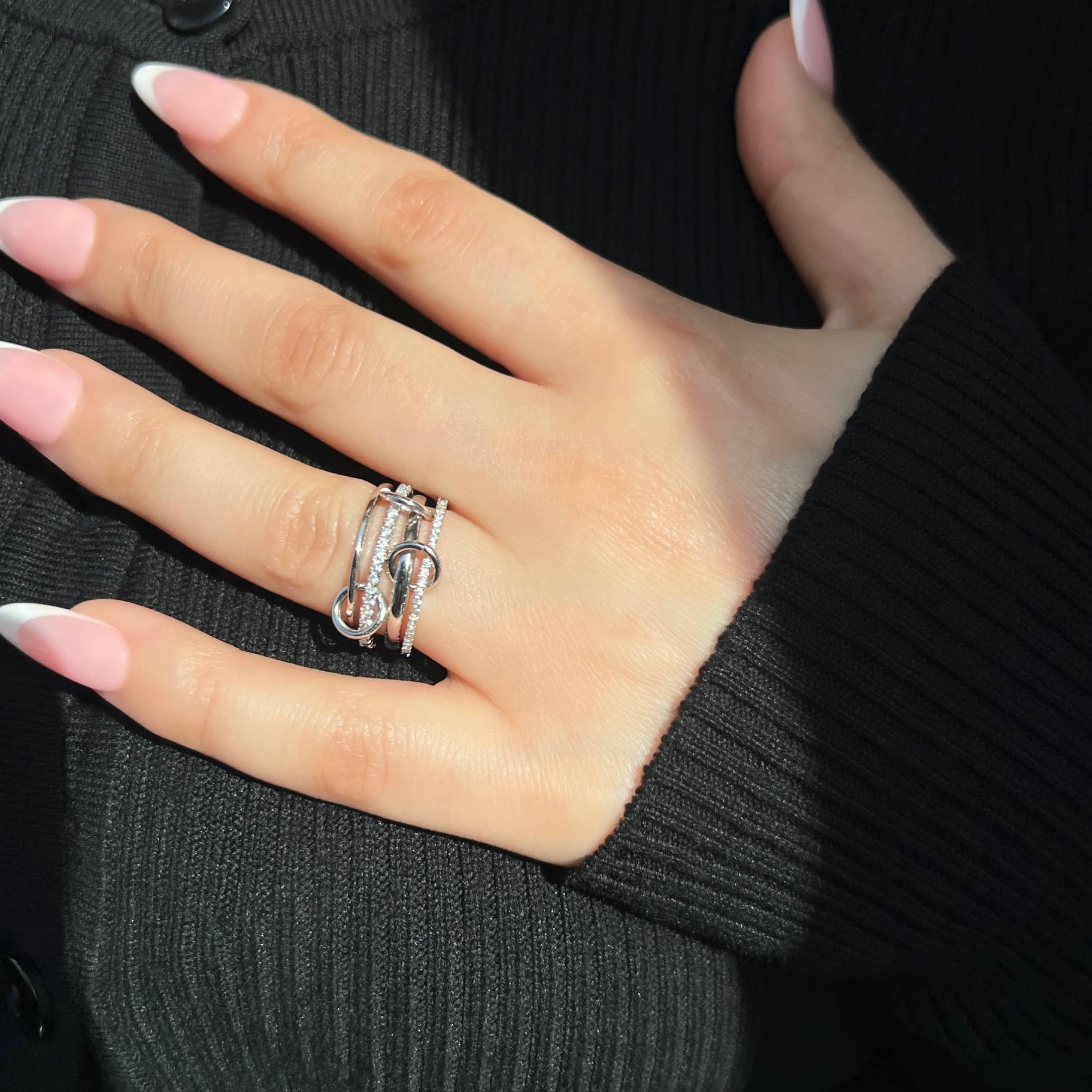 Enaya Sterling Silver Quadruple Band Ring- Silver