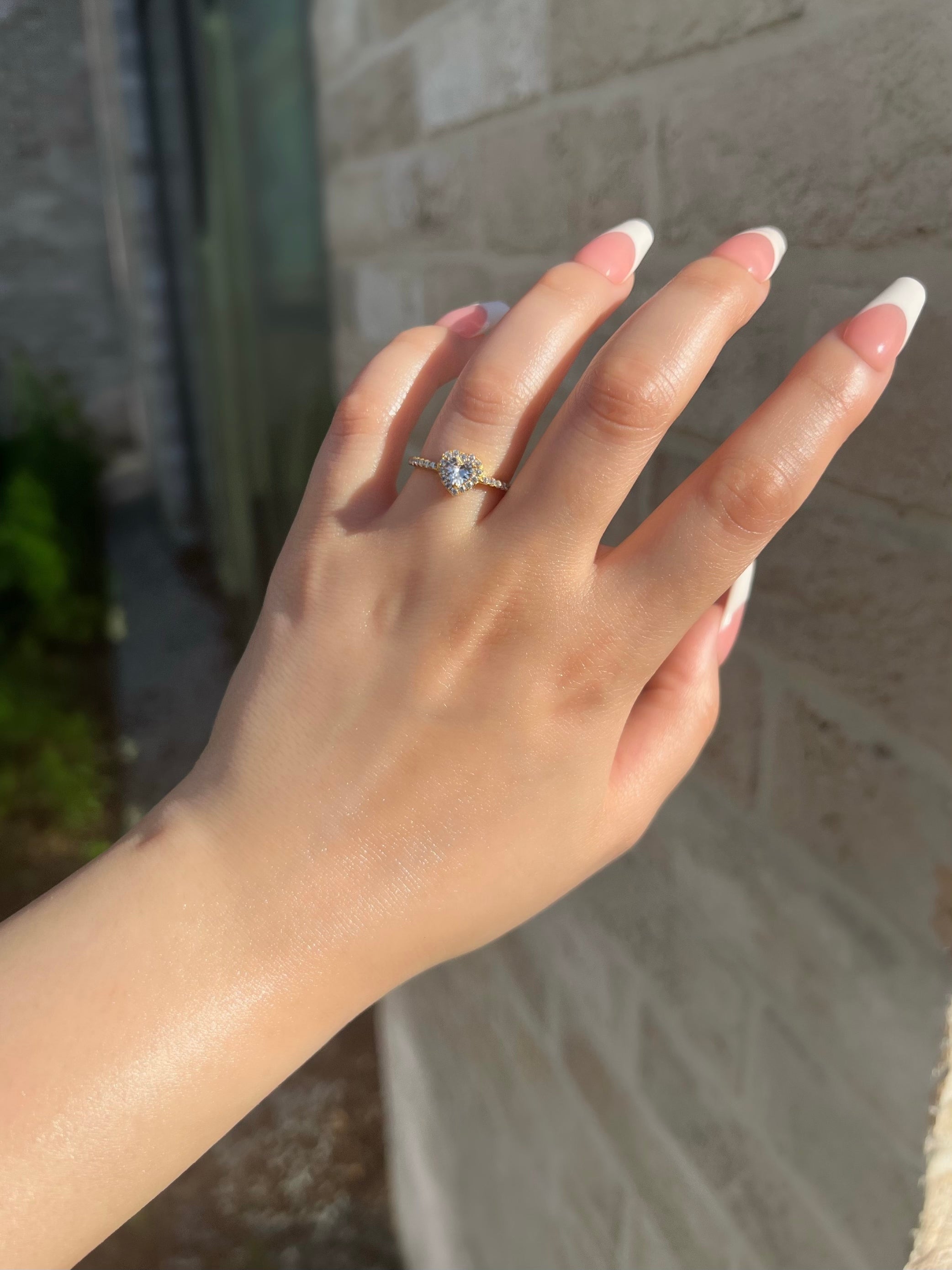 Mini Elina Heart Sterling Silver Halo Ring- Gold