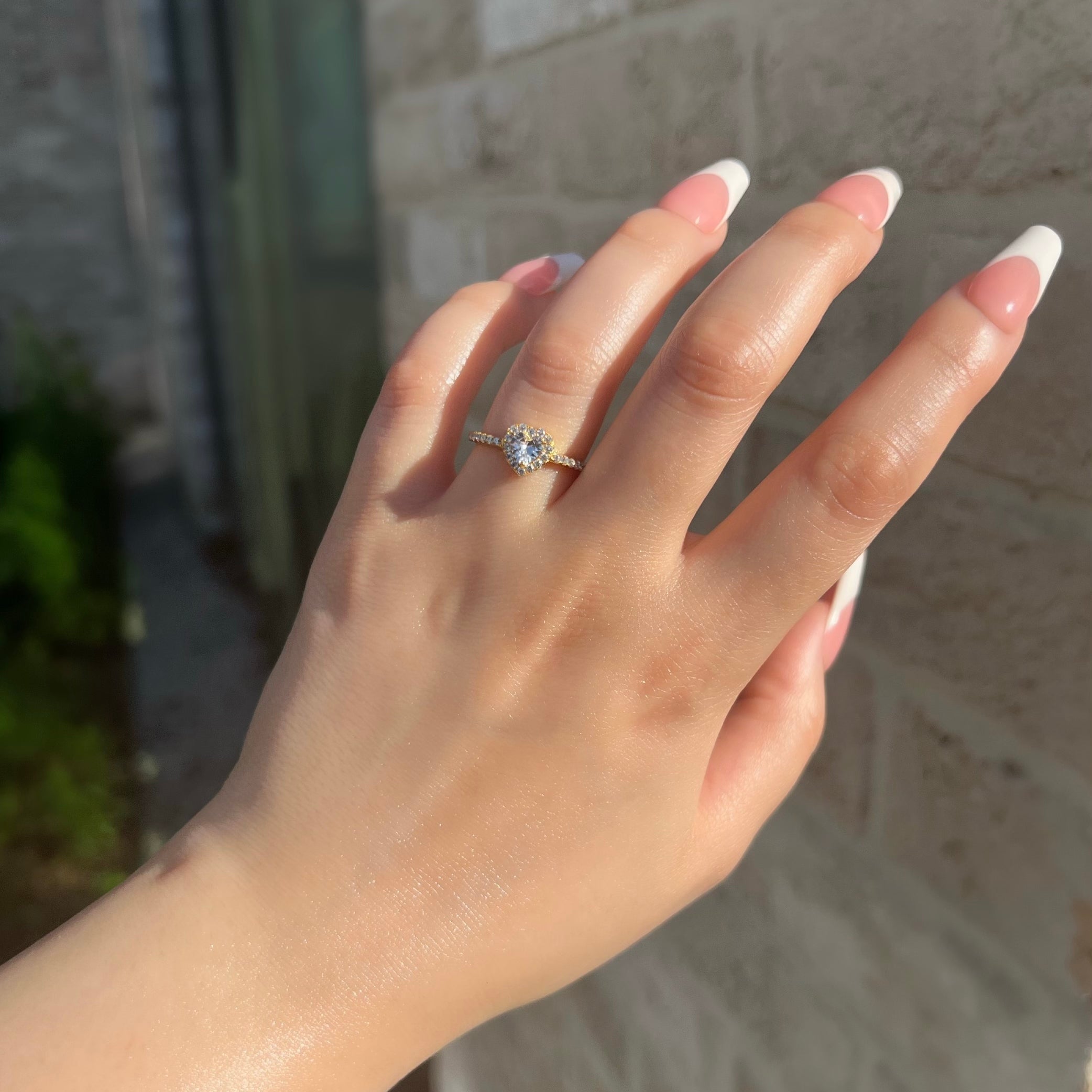 Mini Elina Heart Sterling Silver Halo Ring- Gold