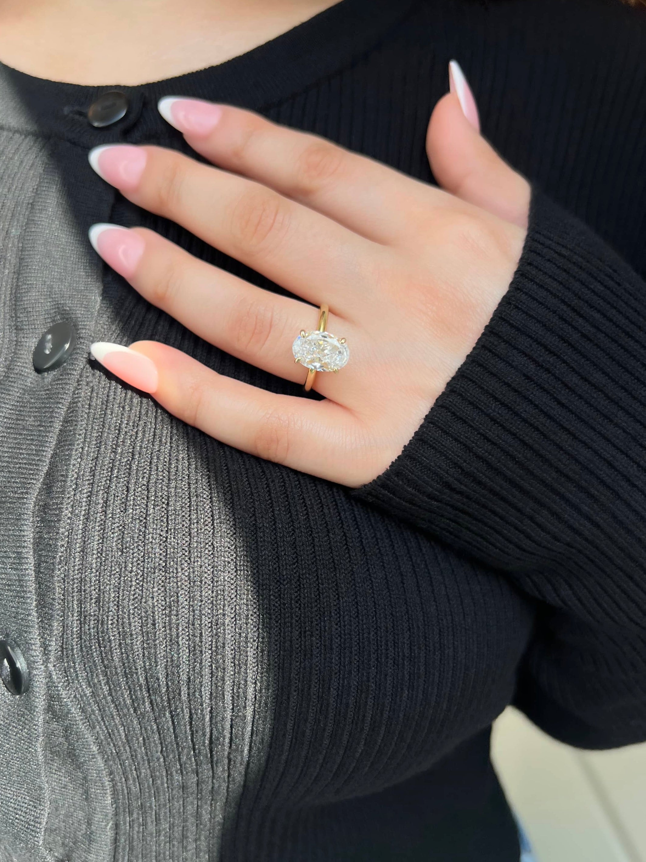 Diana Oval Cut Solitaire Sterling Silver Ring- Gold