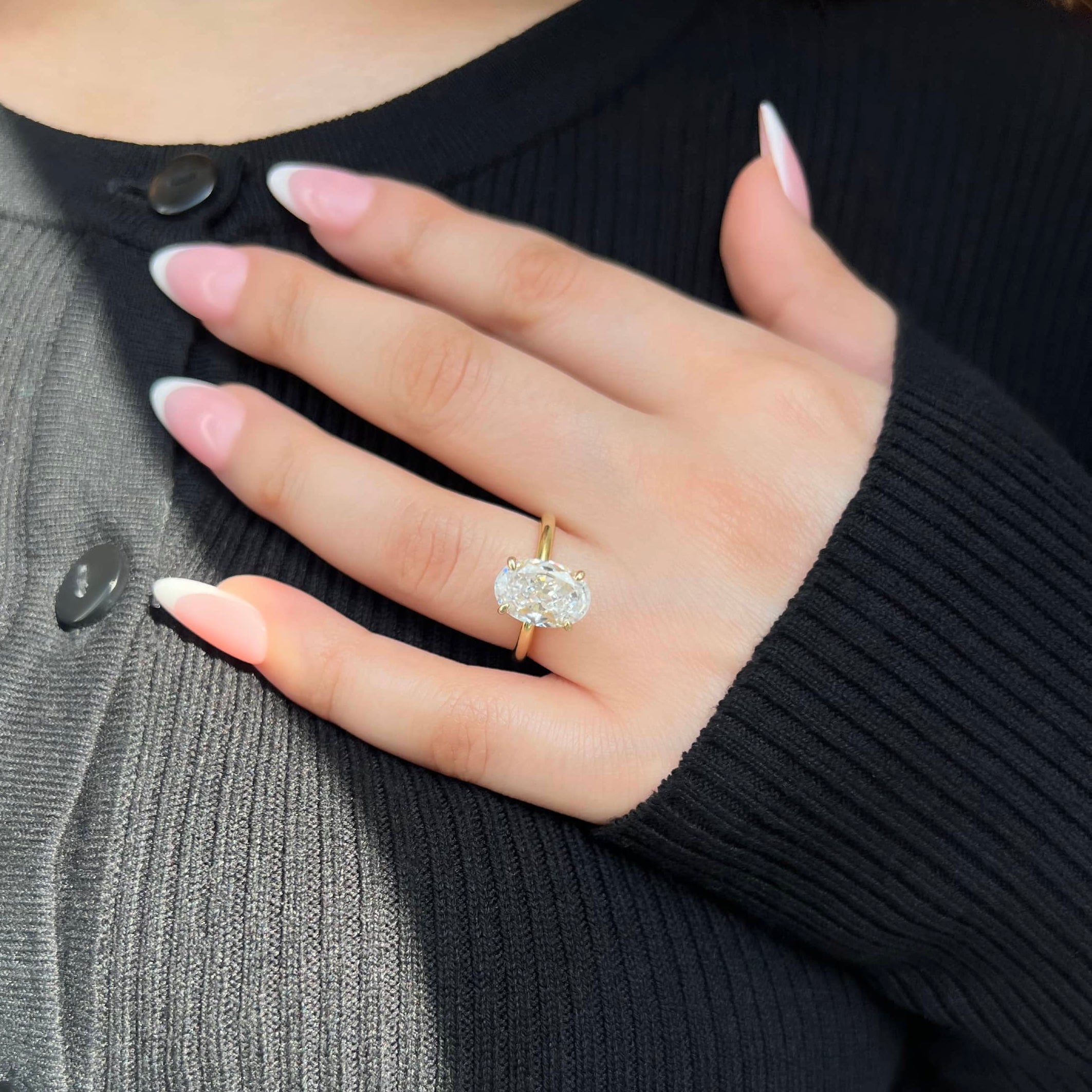 Diana Oval Cut Solitaire Sterling Silver Ring- Gold