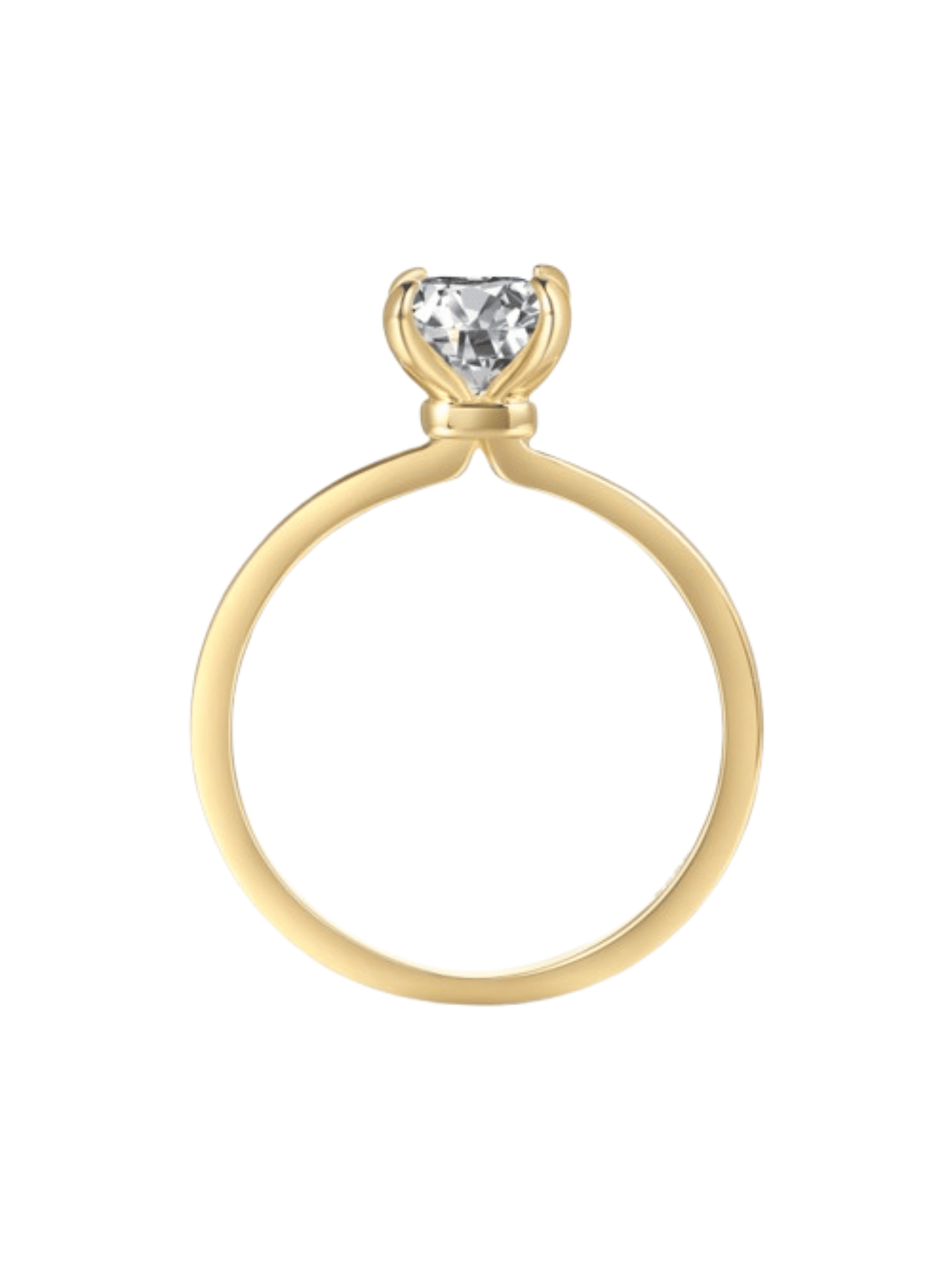 Elara Radiant Cut Plain Band Sterling Silver Solitaire Ring- Gold
