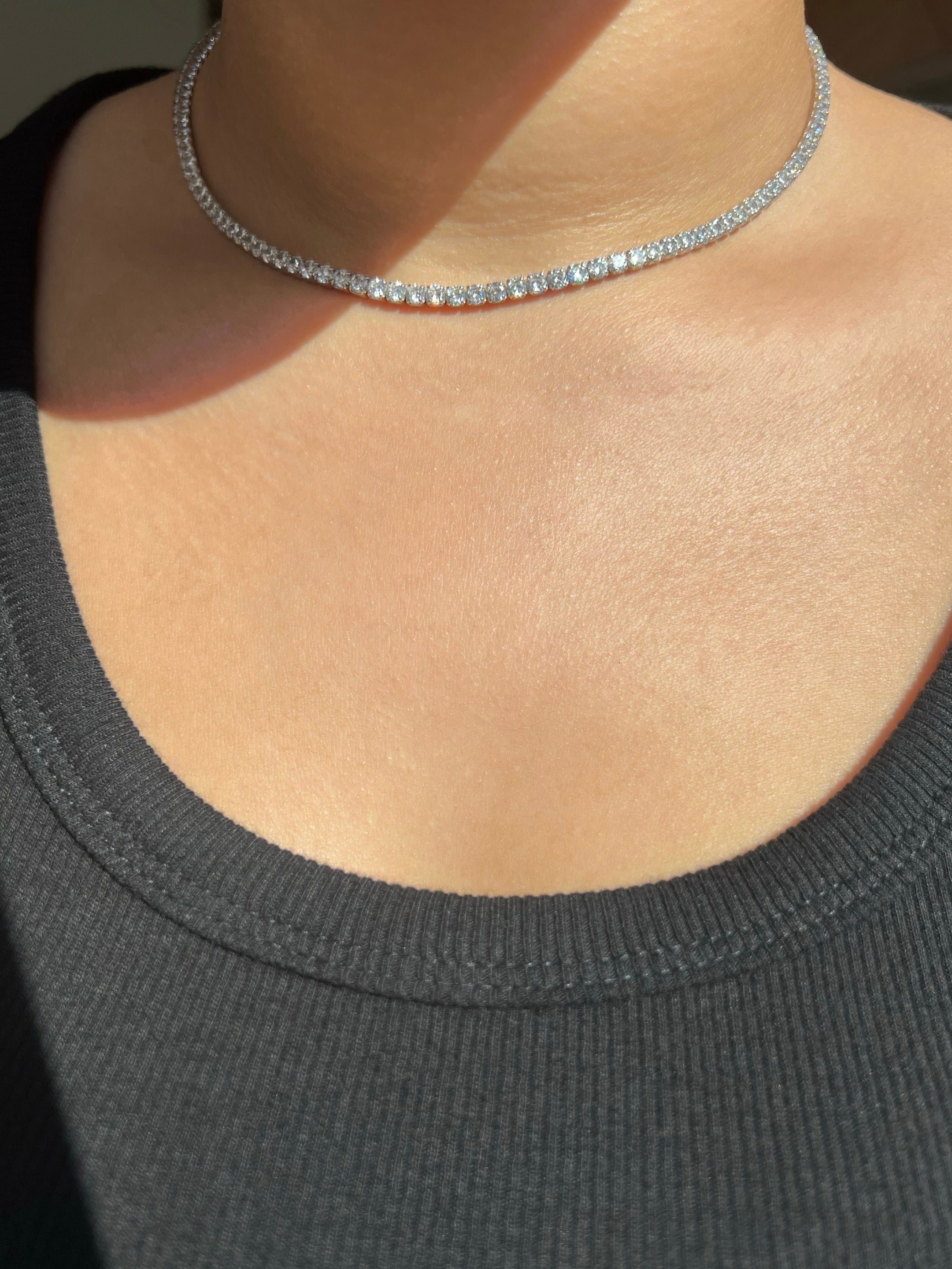 Dilara Sterling Silver Tennis Necklace- 3mm