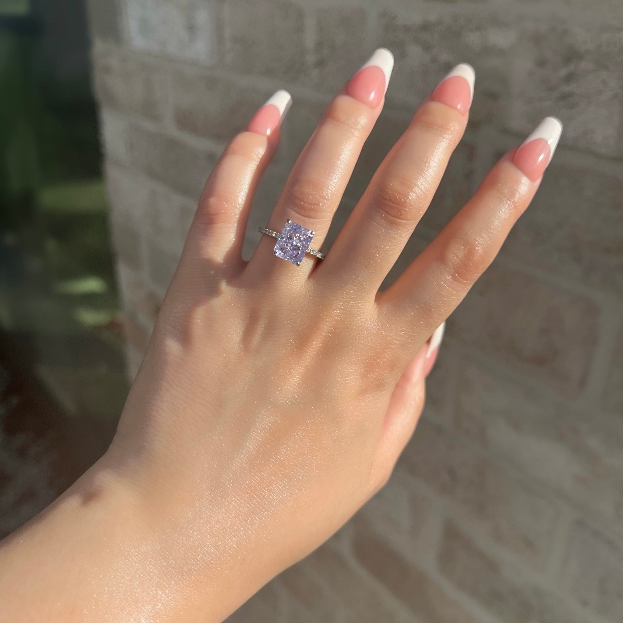 Cecilia Radiant Cut Sterling Silver Ring- Lavender (Pre-Order)