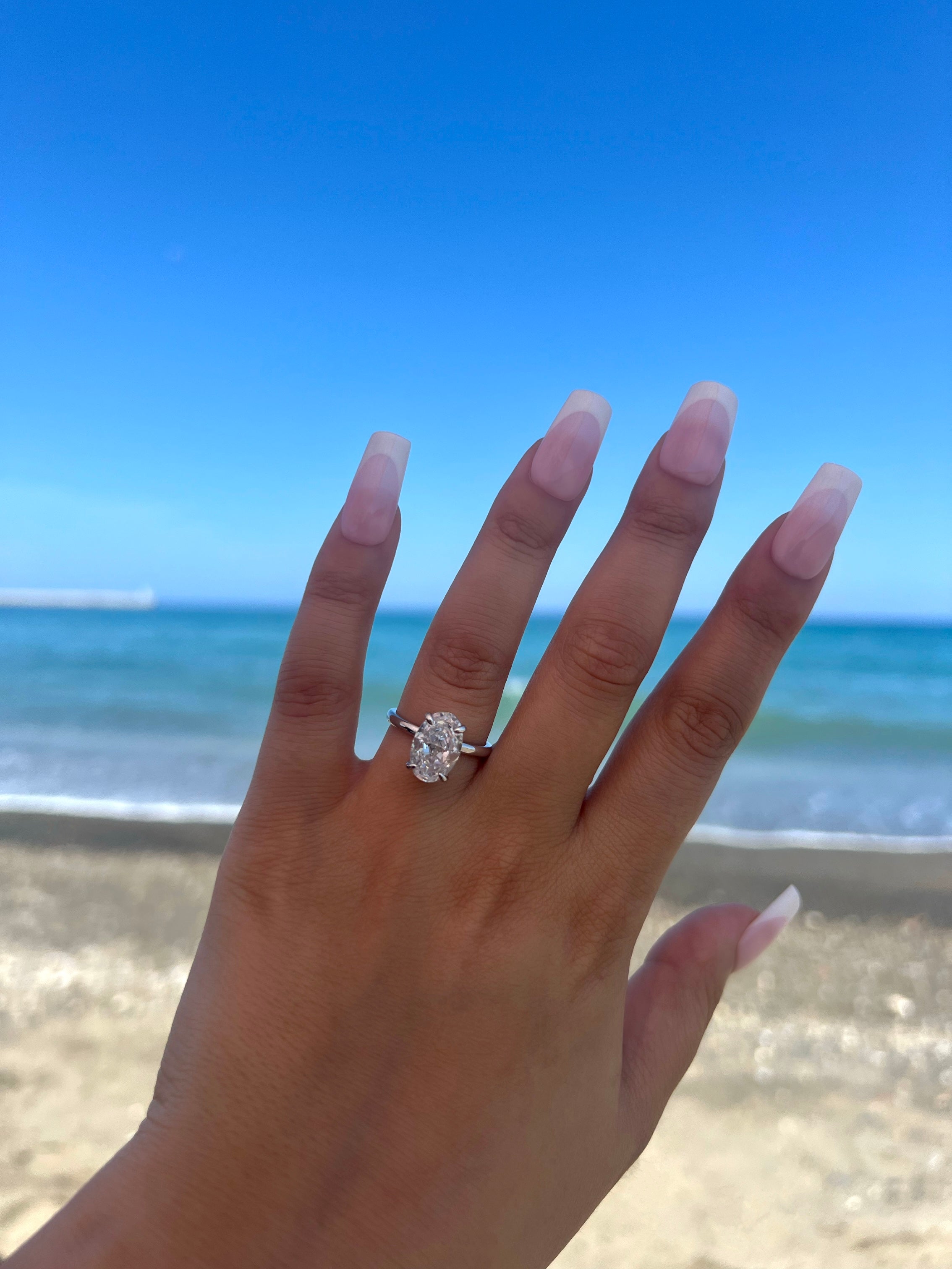 Diana Oval Cut Solitaire Sterling Silver Ring- Silver (Pre-Order)