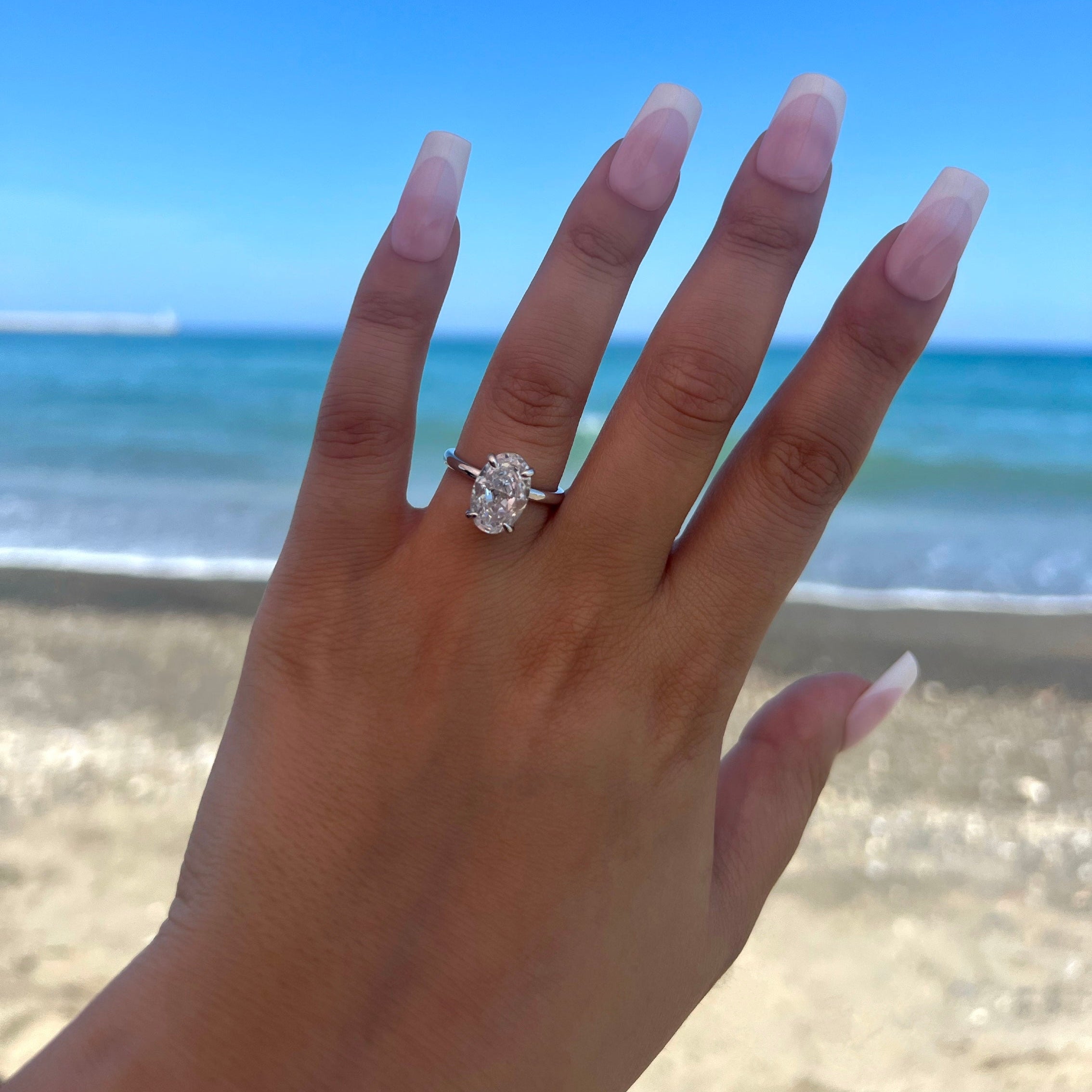 Diana Oval Cut Solitaire Sterling Silver Ring- Silver (Pre-Order)