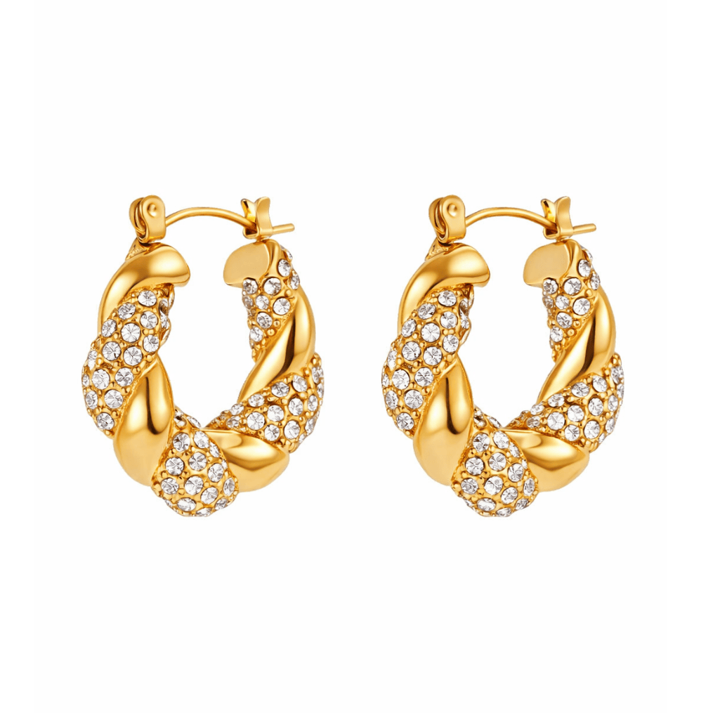 Enya Twist Pave Hoop Earrings