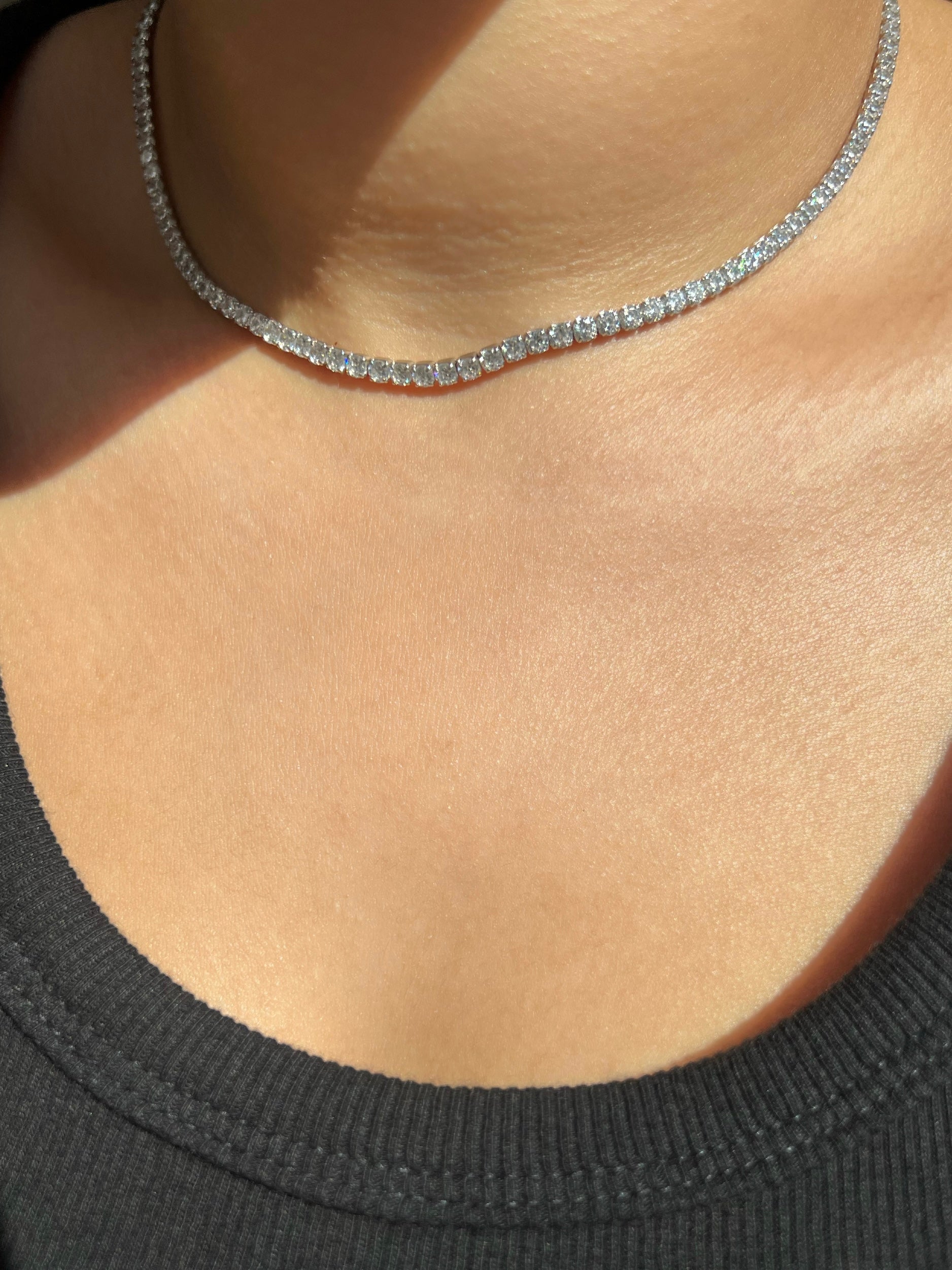 Dilara Sterling Silver Tennis Necklace- 3mm