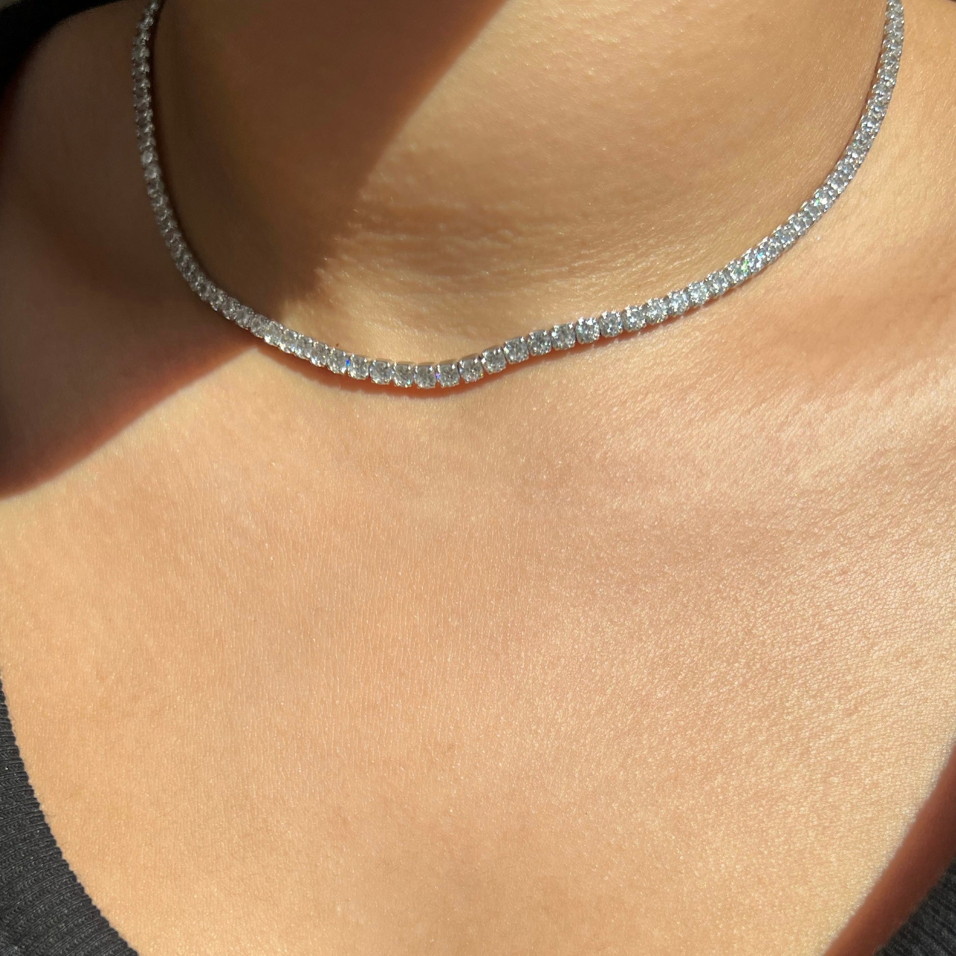 Dilara Sterling Silver Tennis Necklace- 3mm