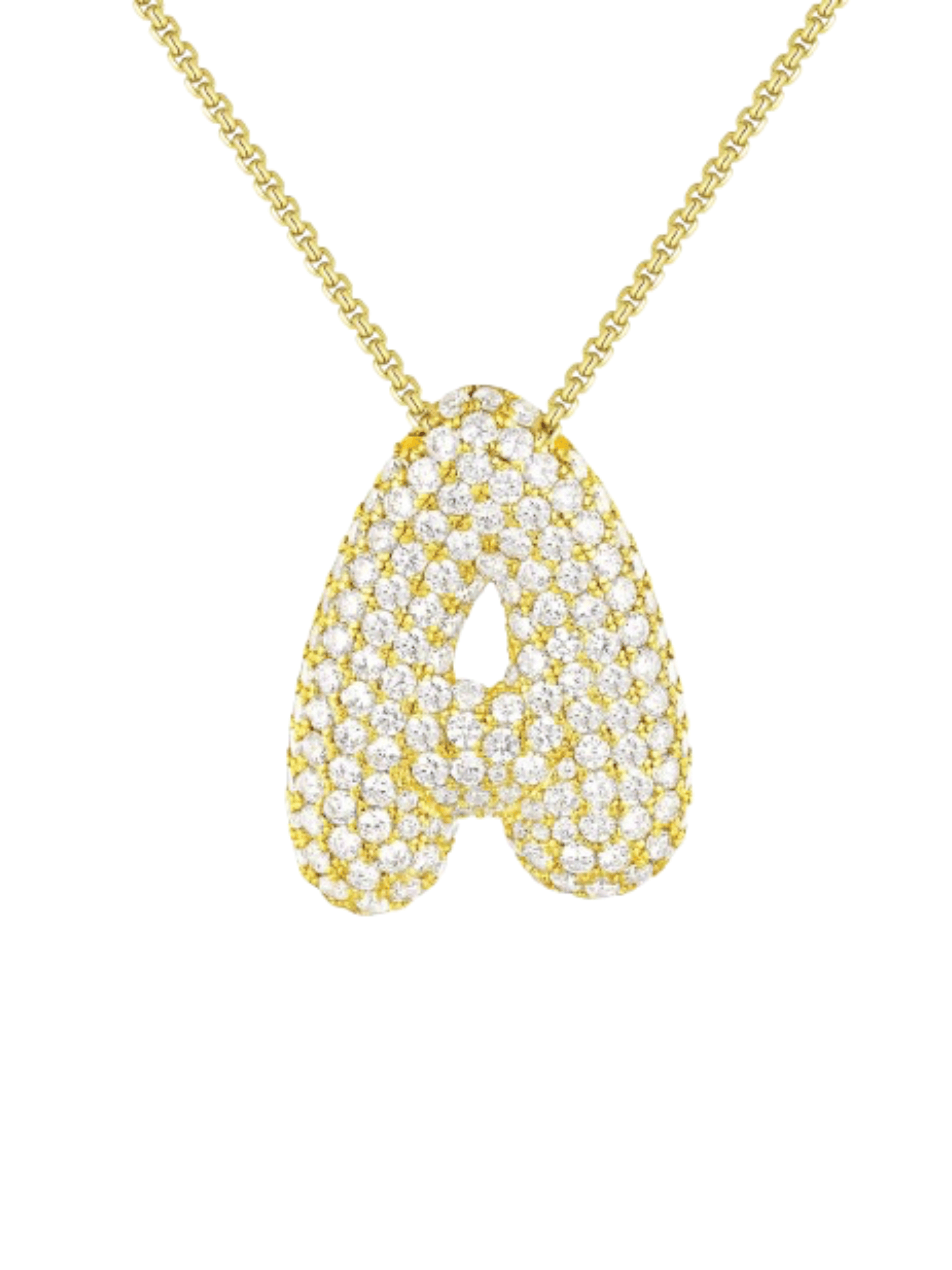 Icy Jumbo Bubble Letter Initial Pendant Necklace (Pre-Order)