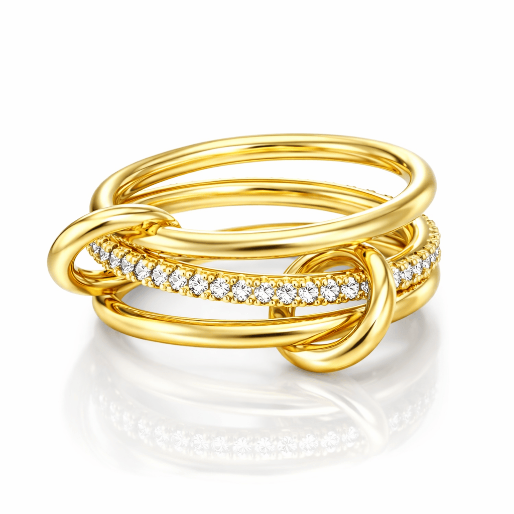 Nina Triple Band Sterling Silver Ring (Pre-Order)- Gold