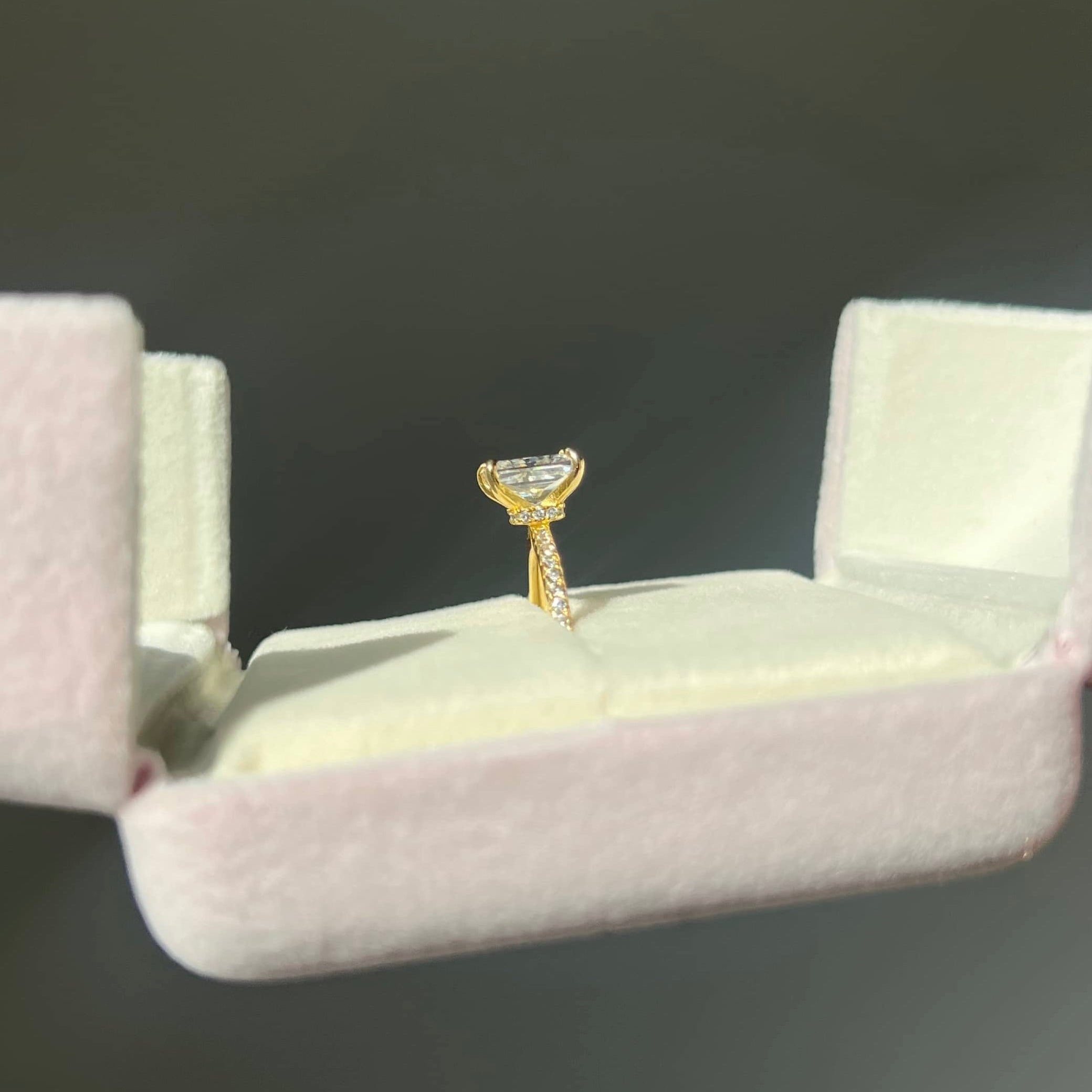 Mini Cecilia Radiant Cut Sterling Silver Ring- Gold (Pre-Order)