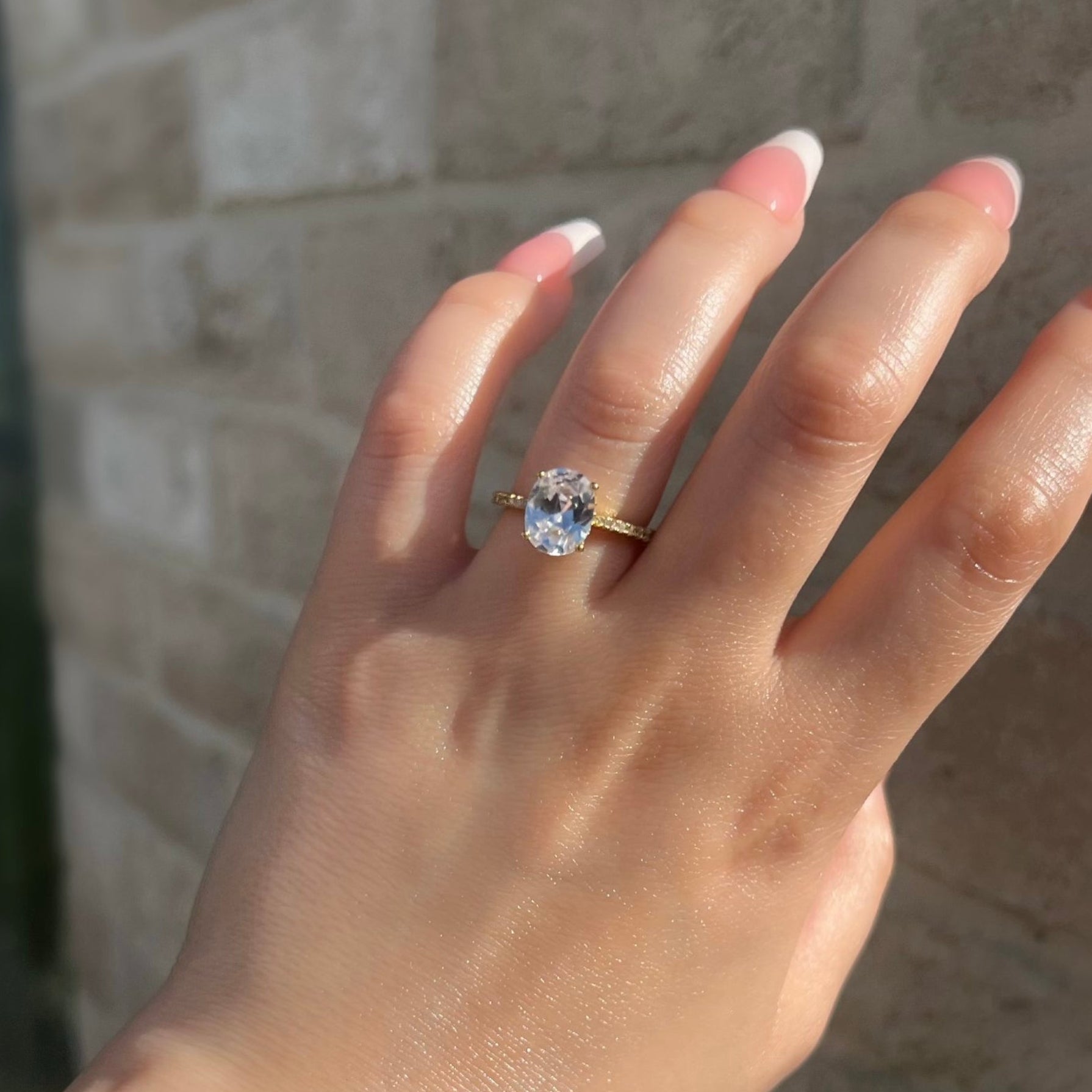 Anastasia Oval Cut Sterling Silver Ring- Gold