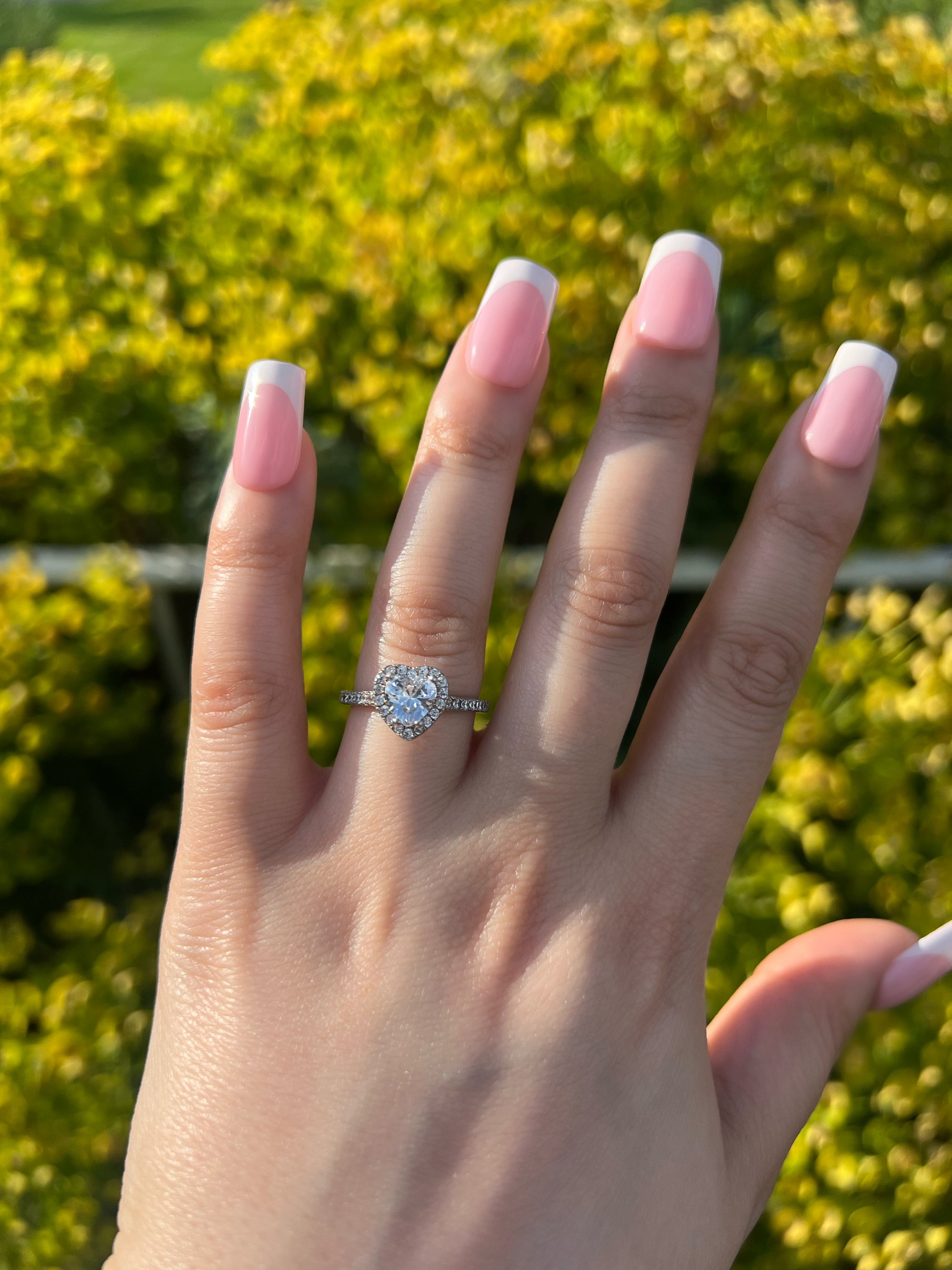 Elina Heart Sterling Silver Halo Ring- Silver