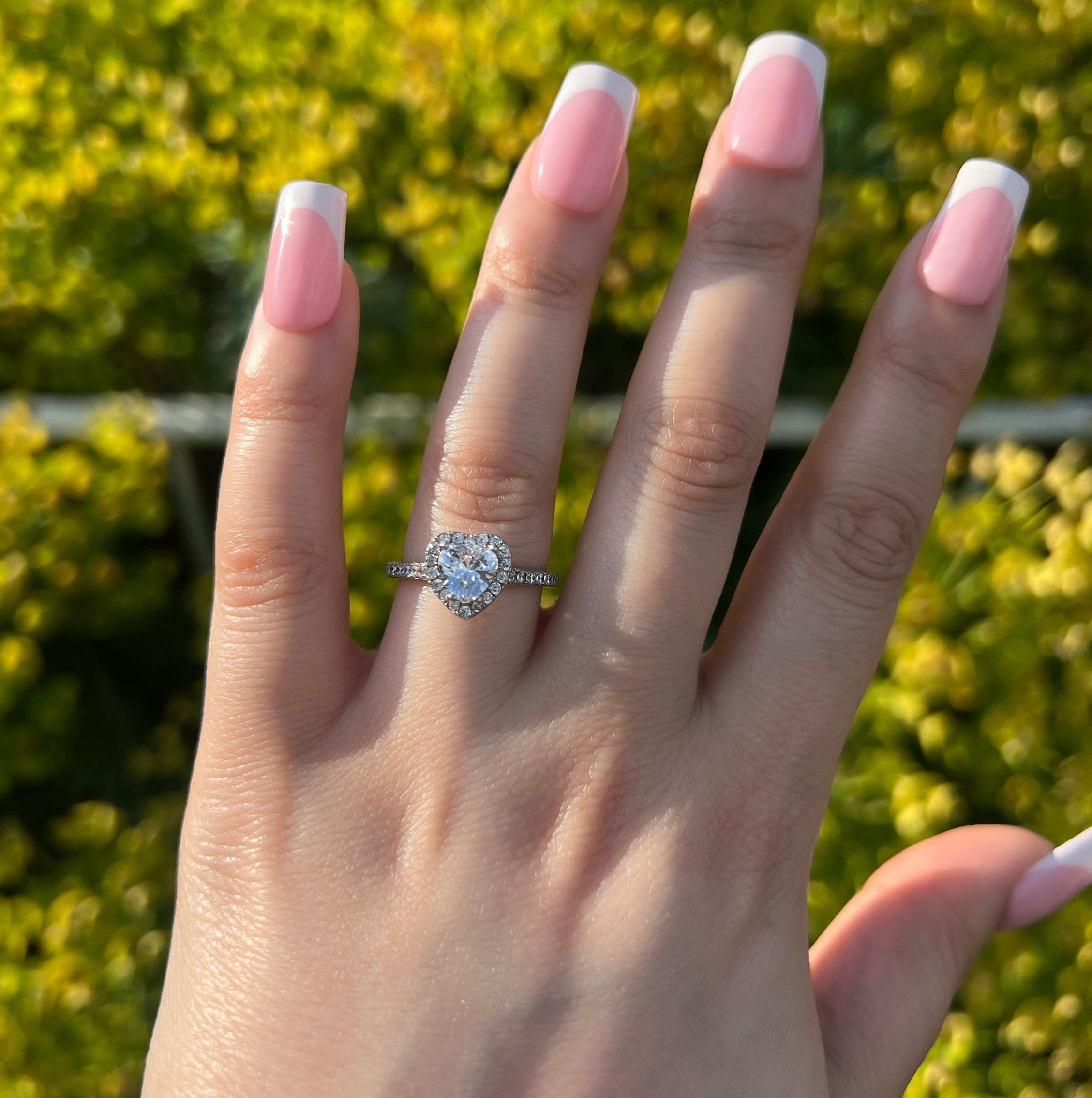 Elina Heart Sterling Silver Halo Ring- Silver