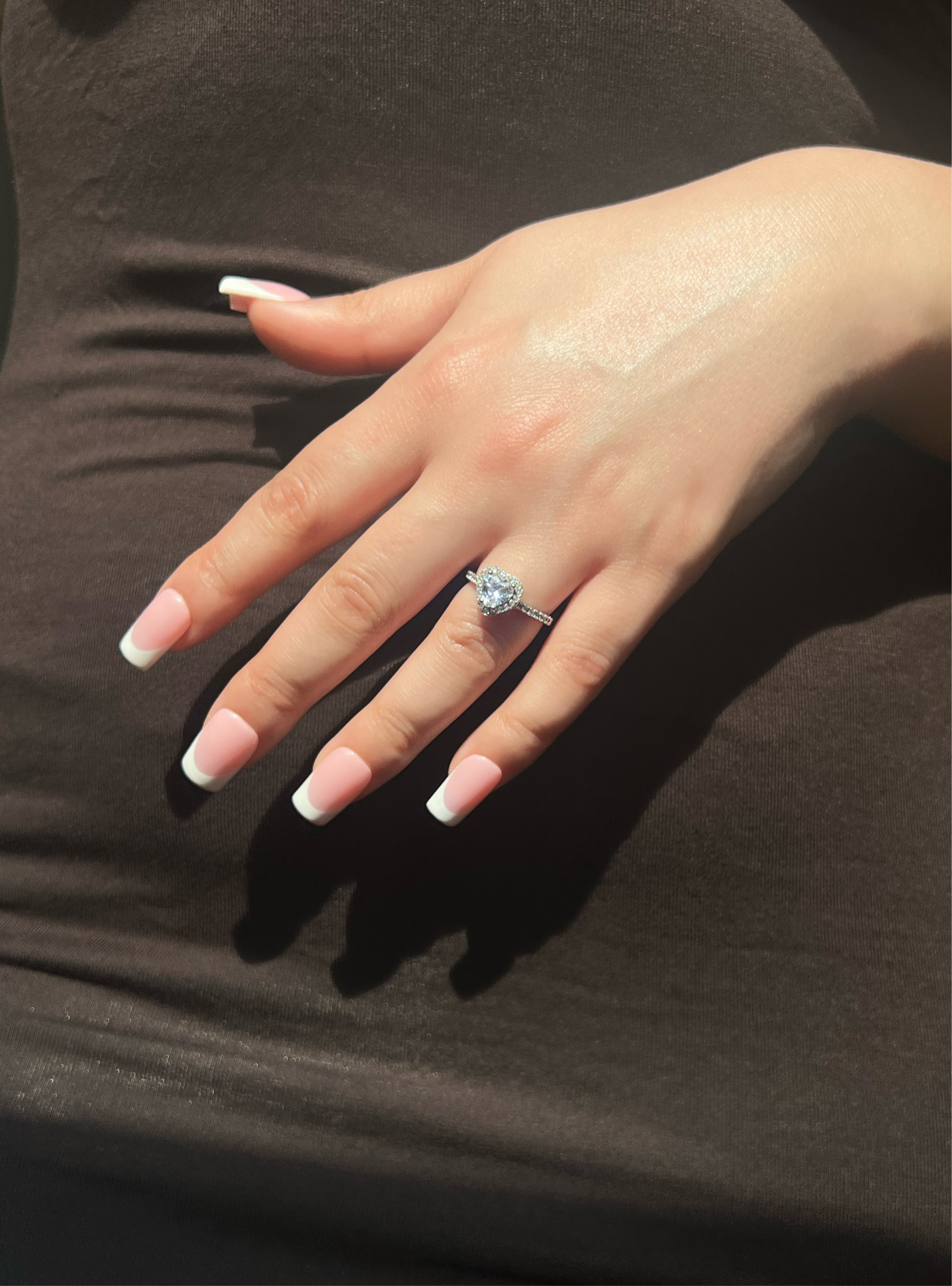 Elina Heart Sterling Silver Halo Ring- Silver