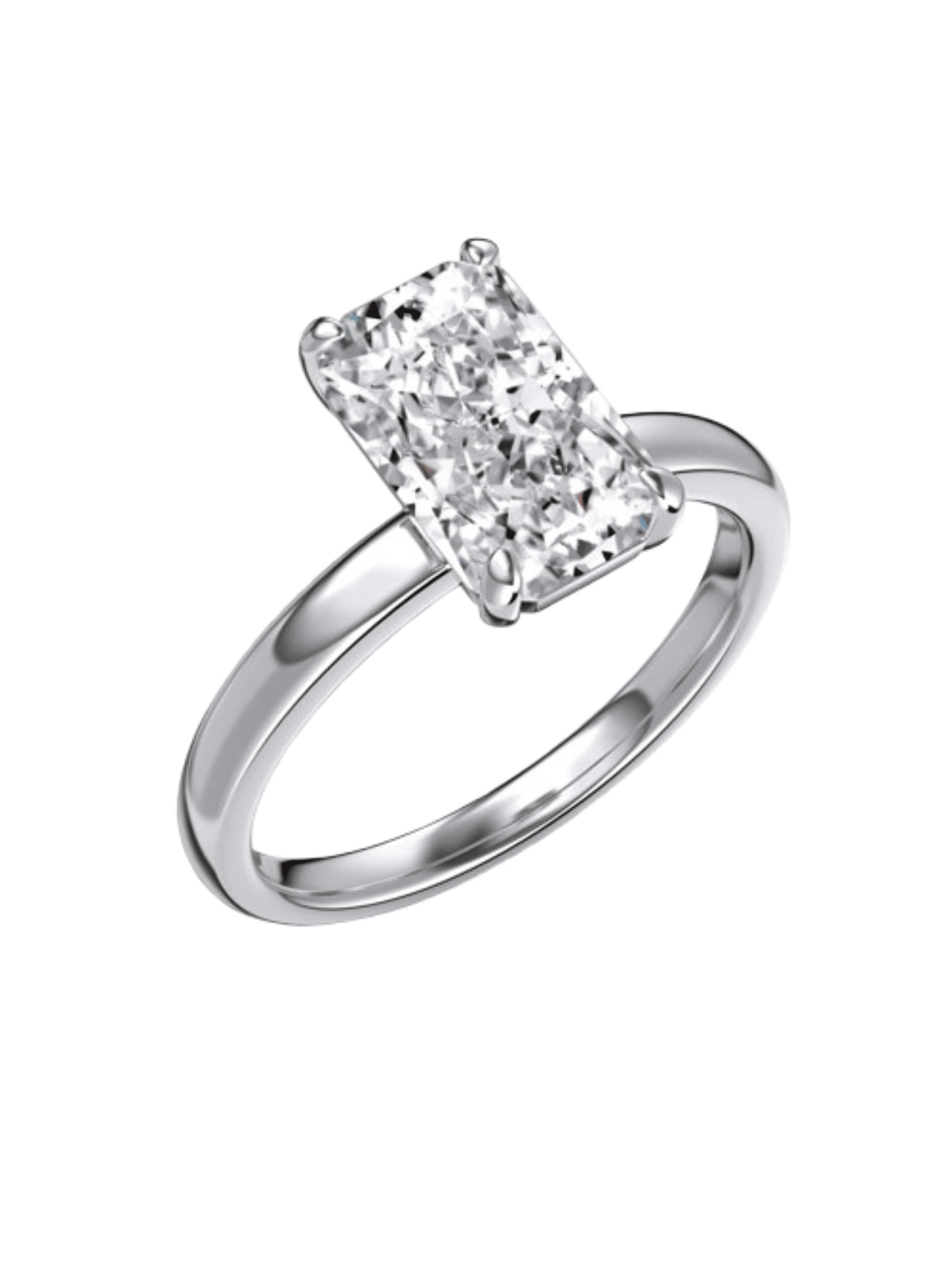 Celina Radiant Cut Solitaire Sterling Silver Ring- Silver