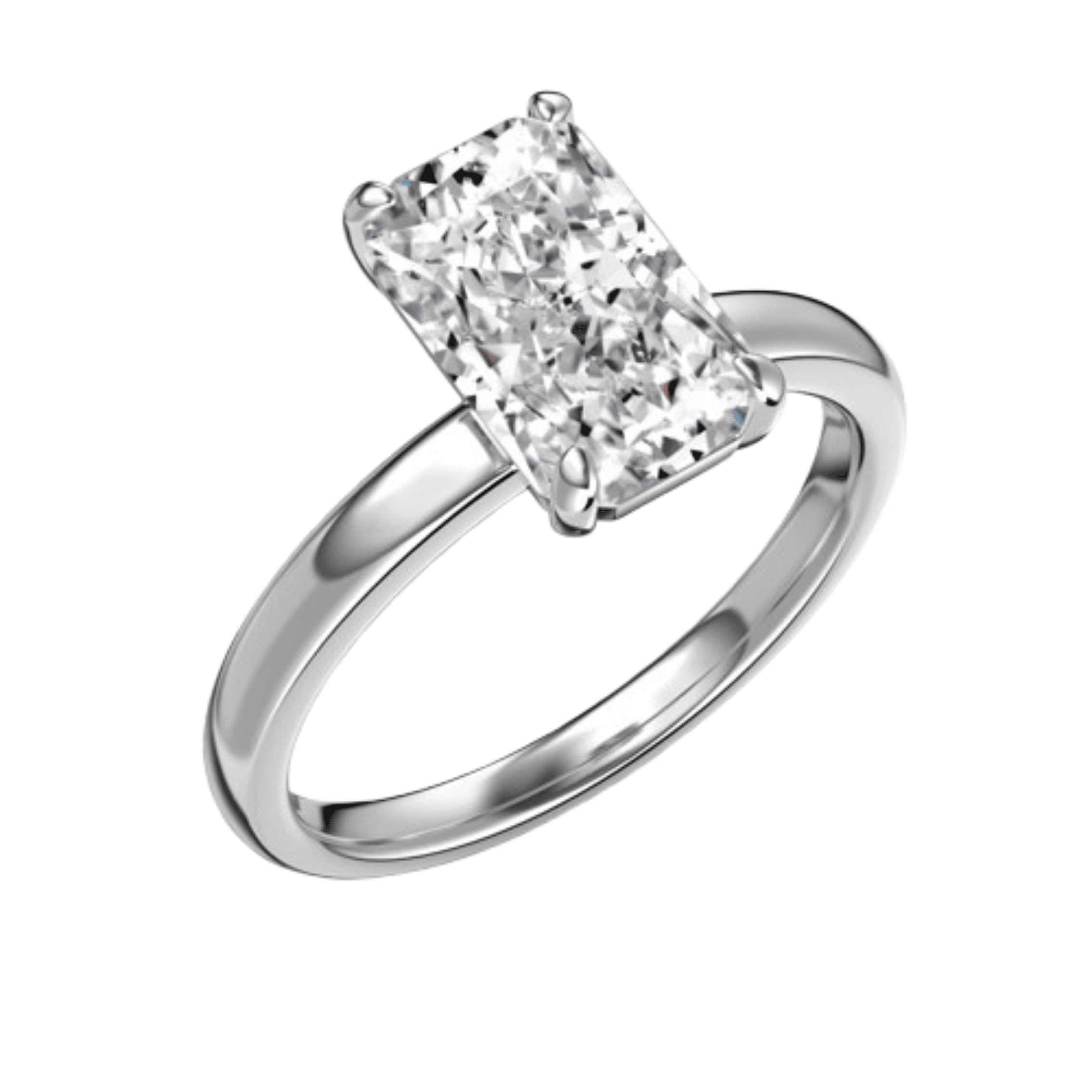 Celina Radiant Cut Solitaire Sterling Silver Ring- Silver