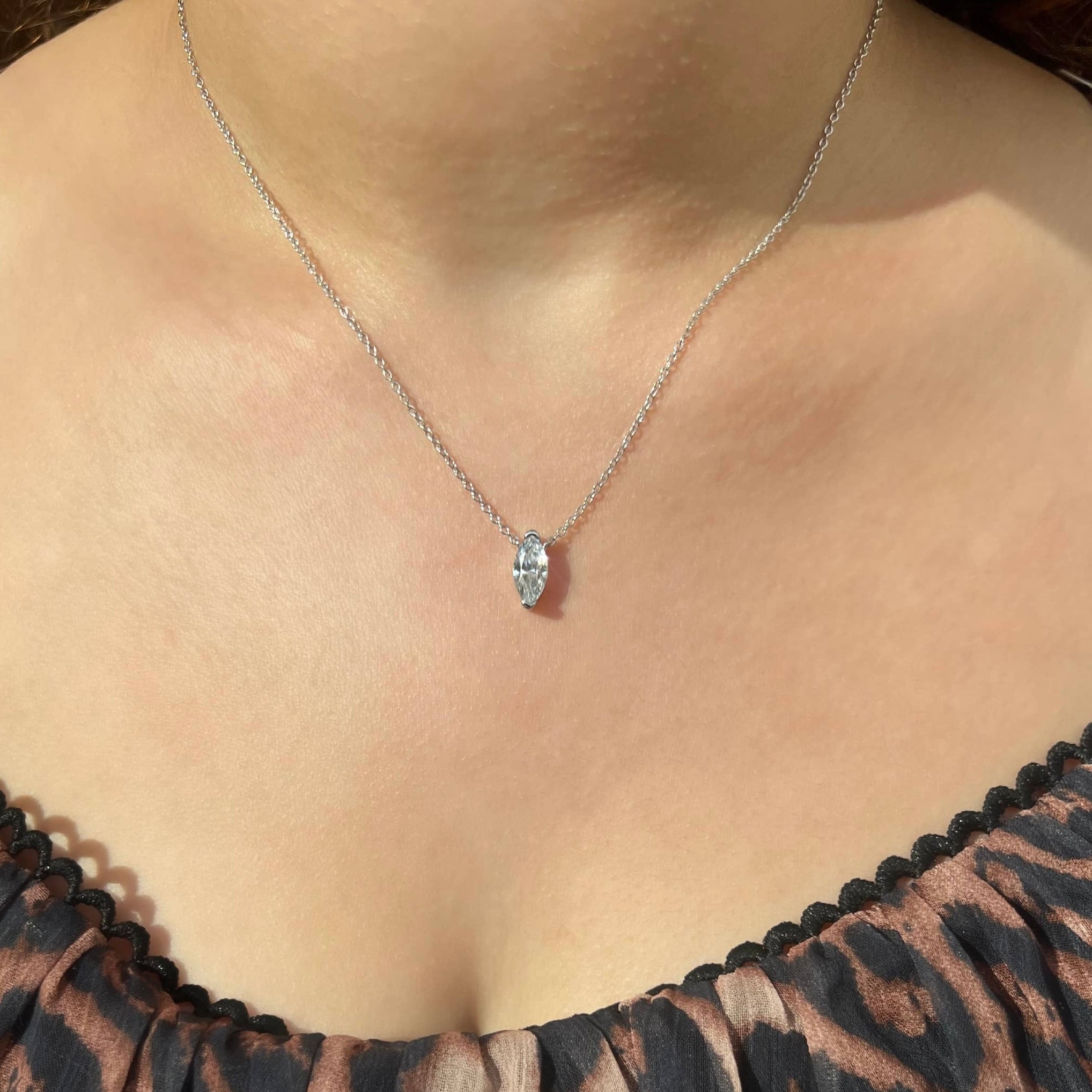 Ava Marquise Cut Sterling Silver Pendant Necklace