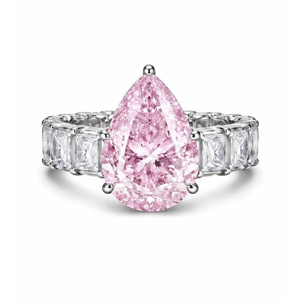 Pear Cut Baguette Ring- Pink