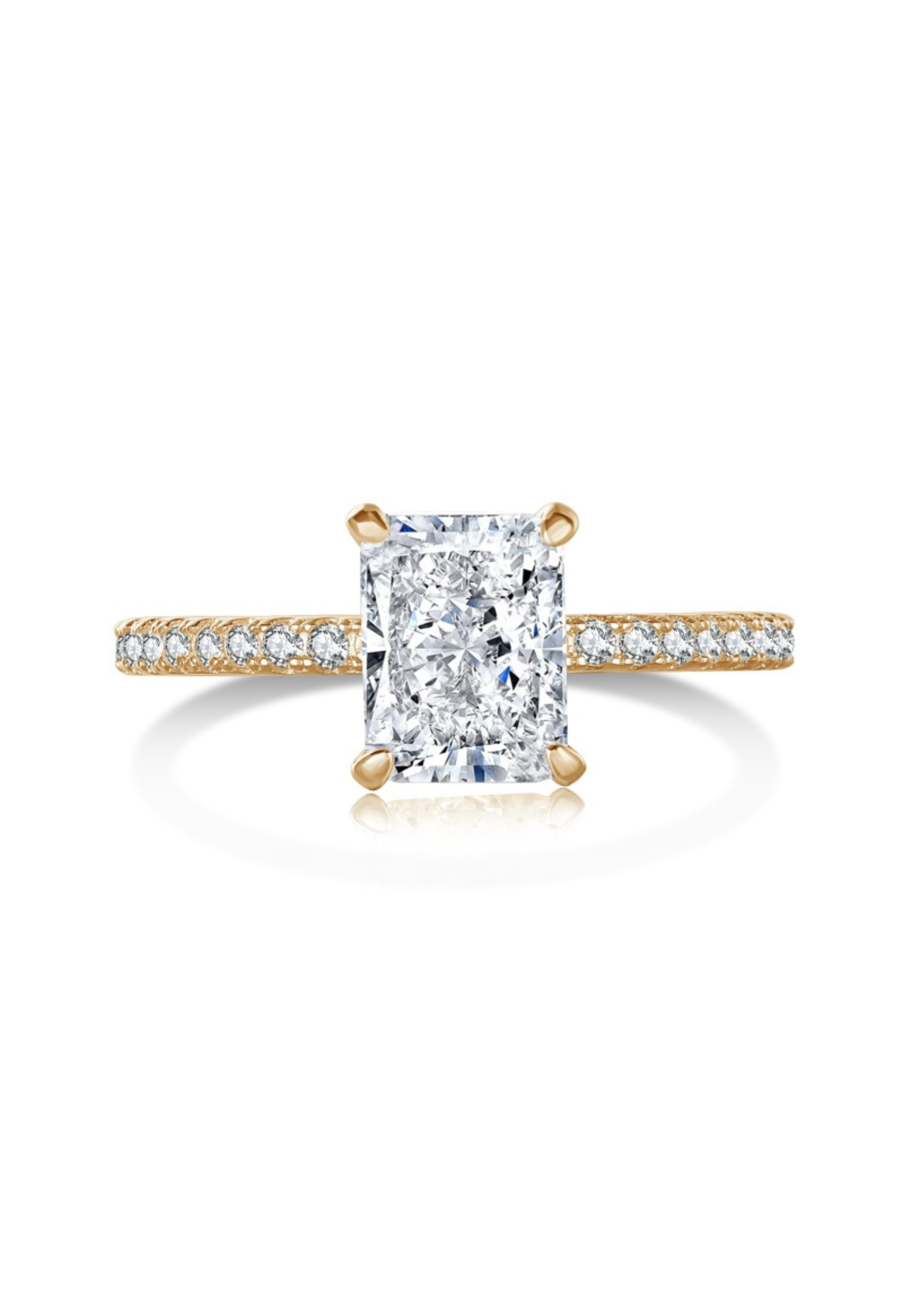 Mini Cecilia Radiant Cut Sterling Silver Ring- Gold (Pre-Order)