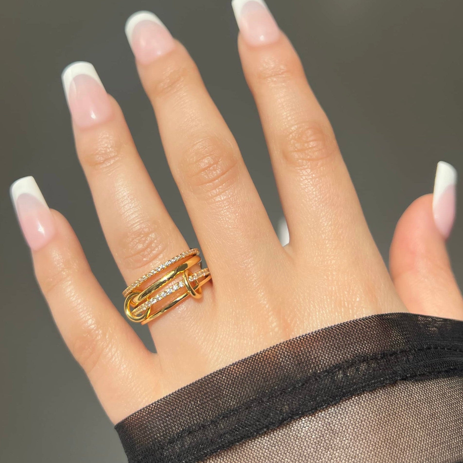 Enaya Sterling Silver Quadruple Band Ring- Gold (Pre-Order)