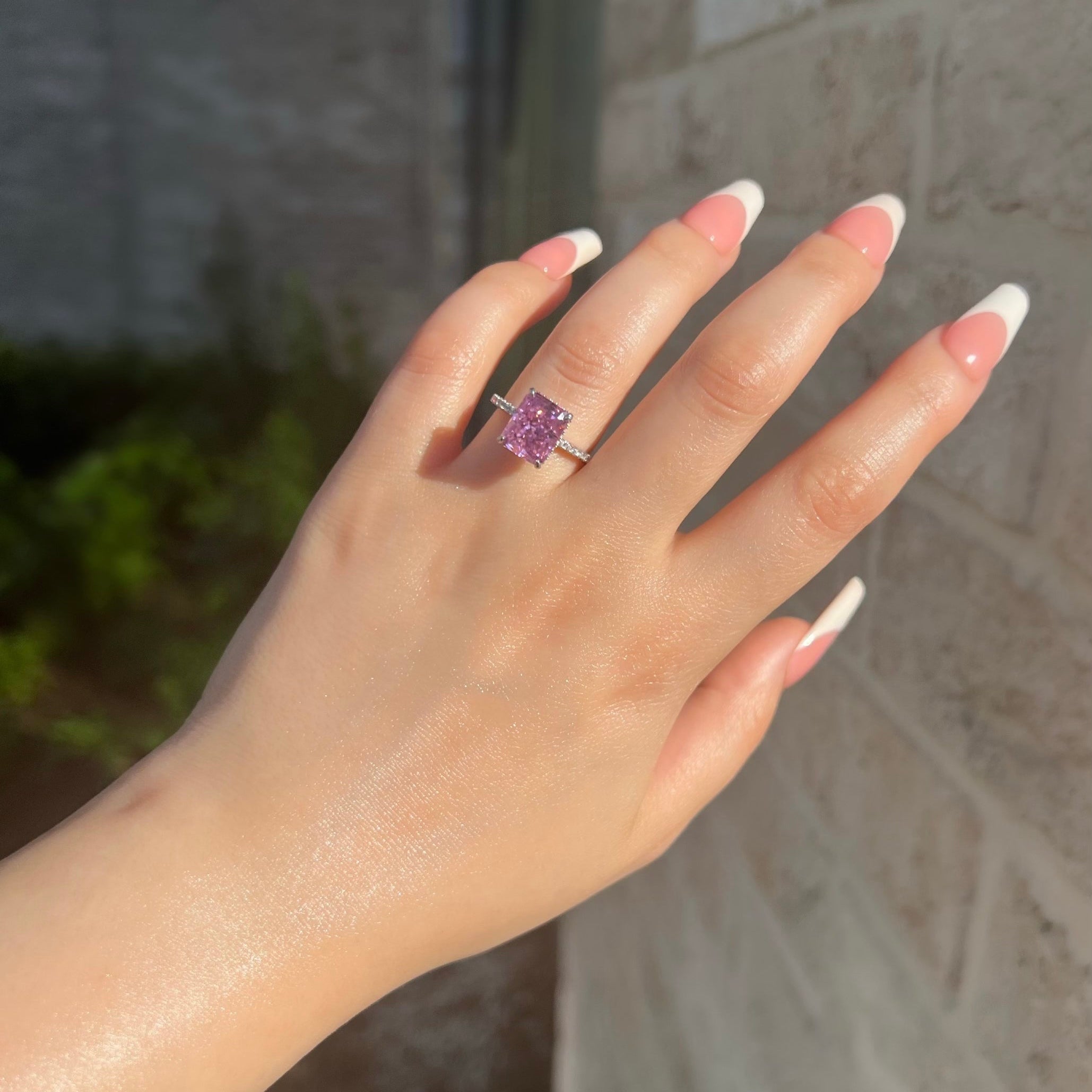 Cecilia Radiant Cut Sterling Silver Ring- Mulberry