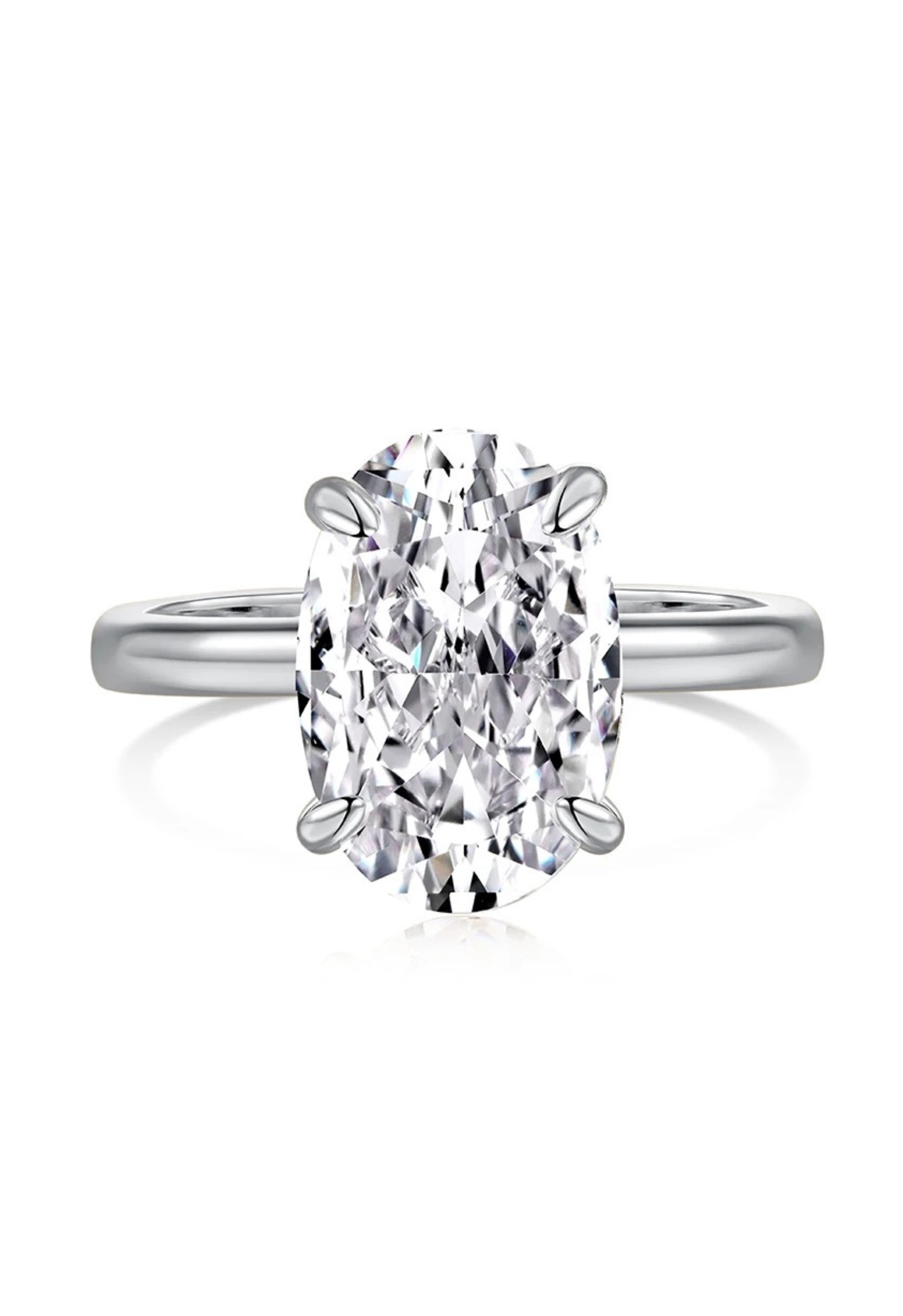 Diana Oval Cut Solitaire Sterling Silver Ring- Silver (Pre-Order)