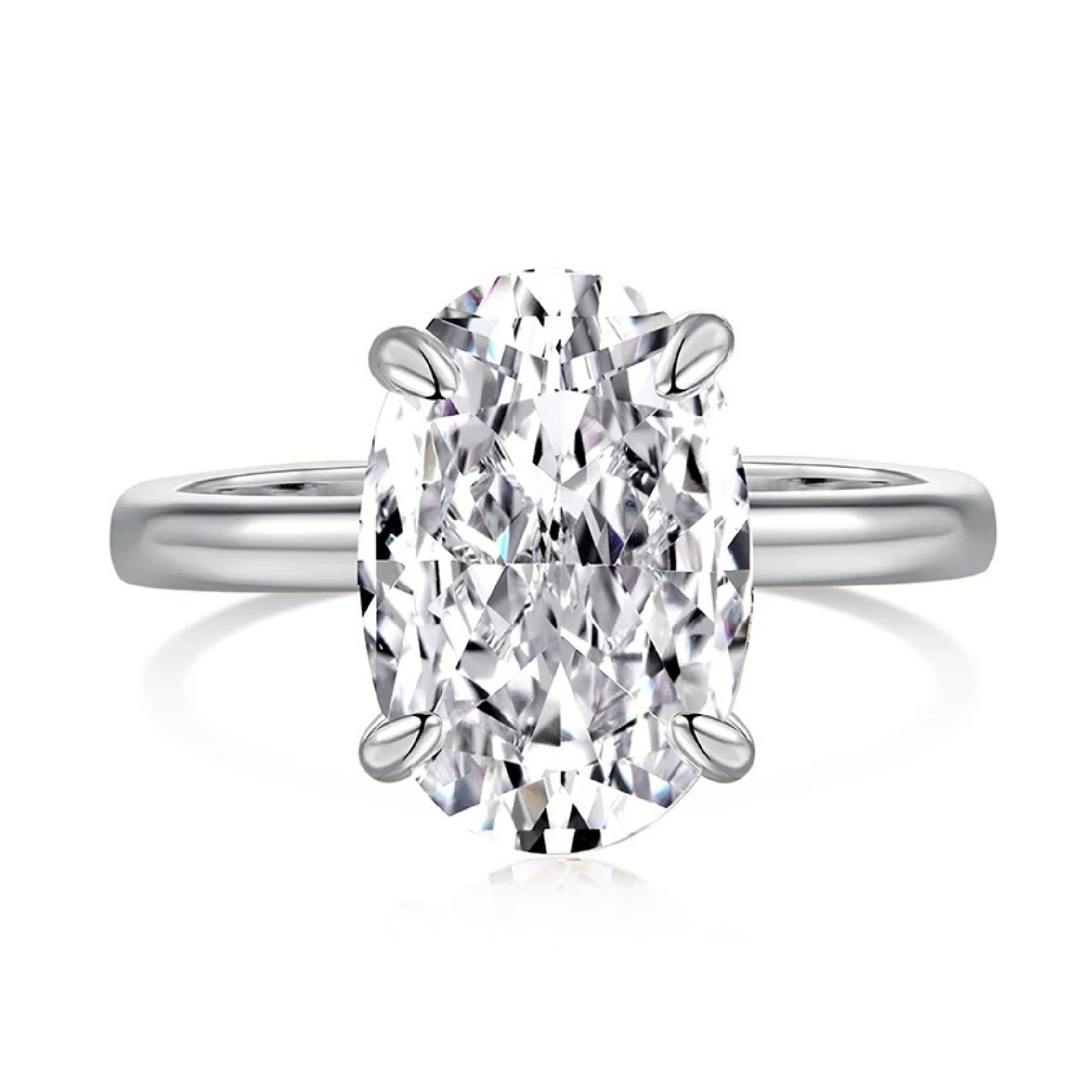 Diana Oval Cut Solitaire Sterling Silver Ring- Silver (Pre-Order)