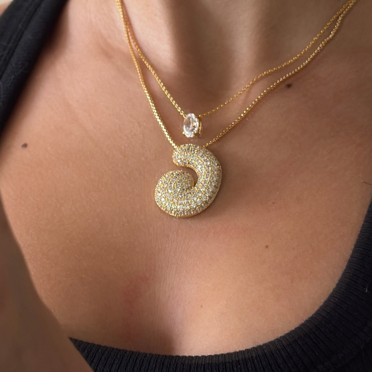 Diana Oval Cut Sterling Silver Pendant Necklace- Gold