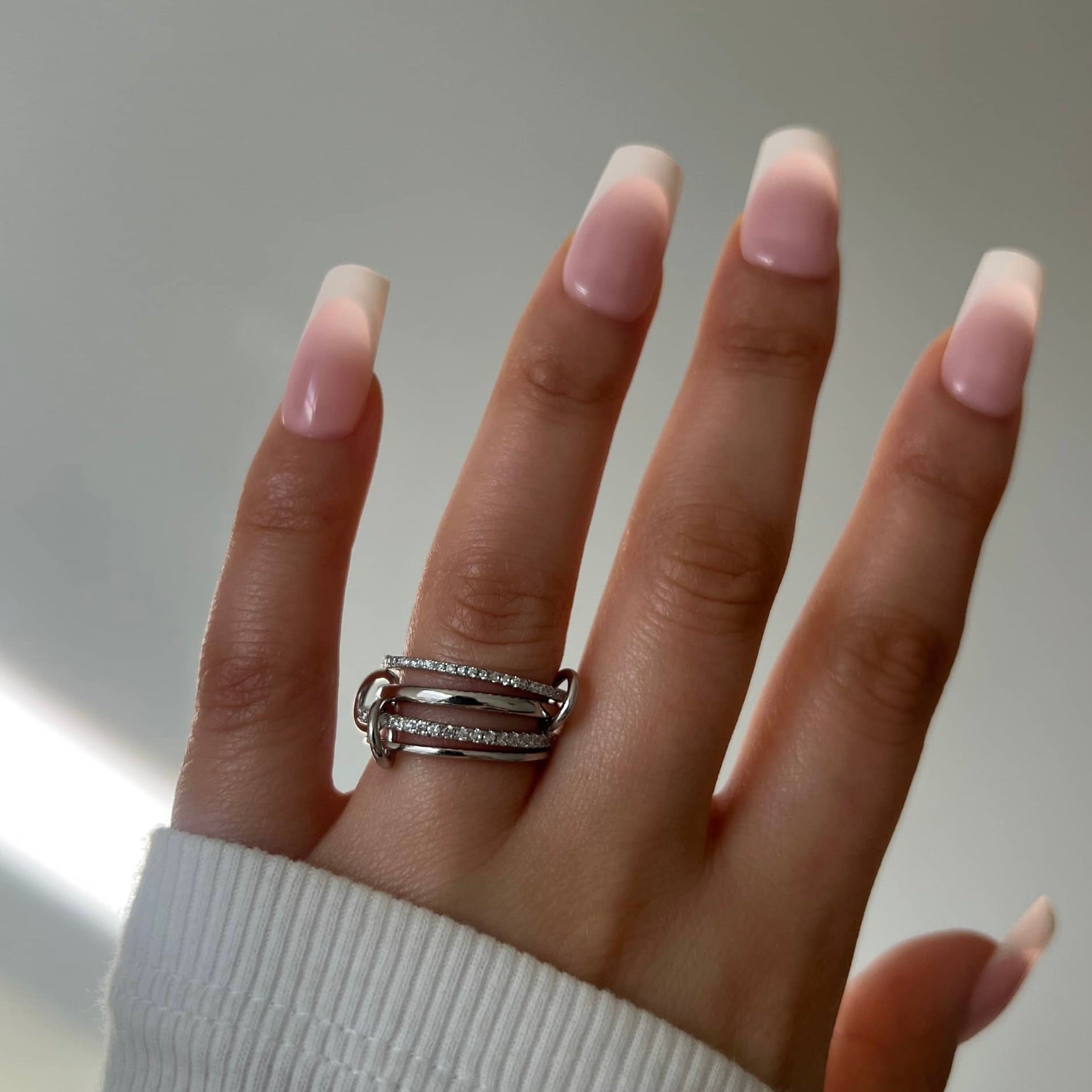 Enaya Sterling Silver Quadruple Band Ring- Silver