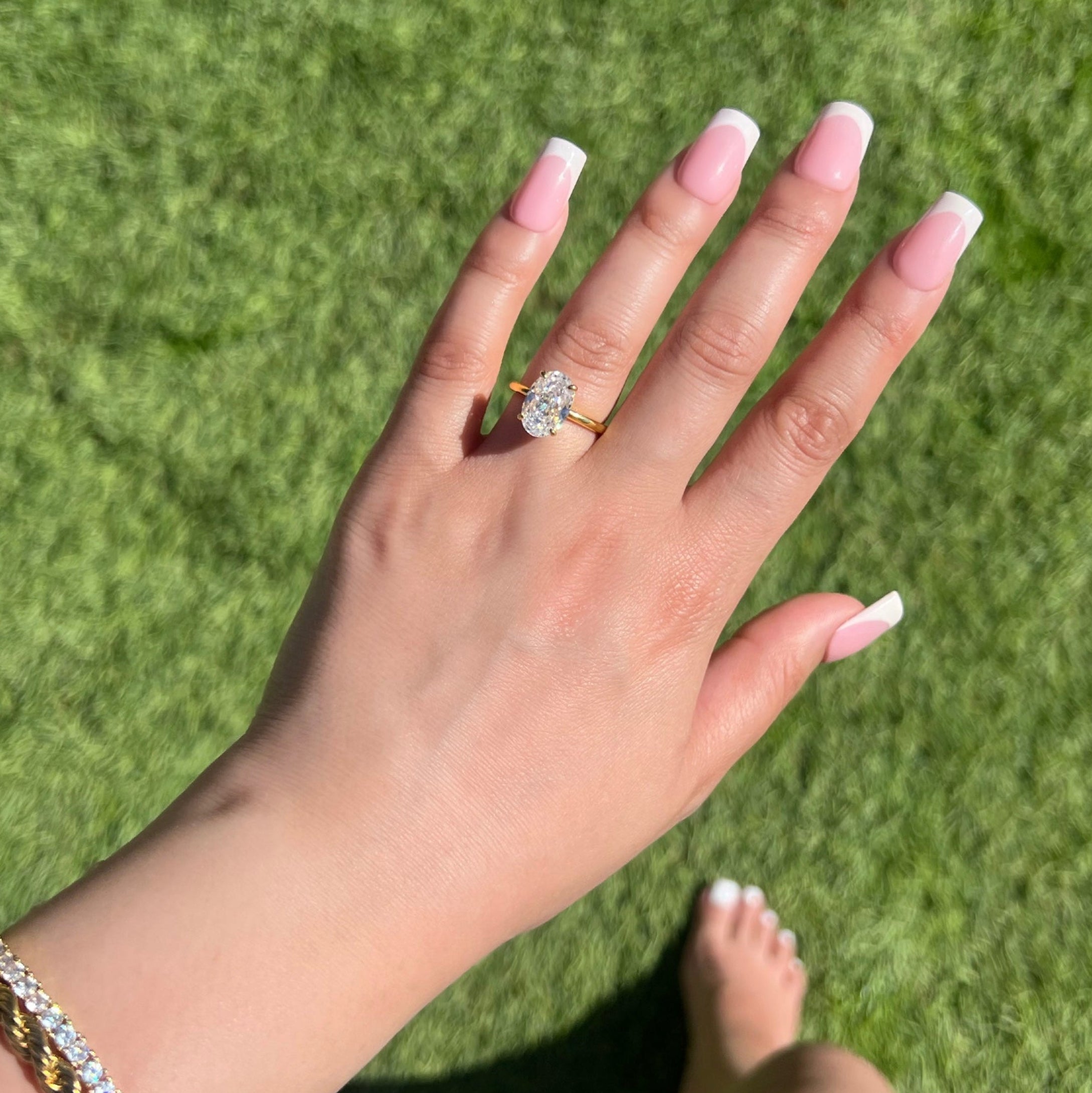 Diana Oval Cut Solitaire Sterling Silver Ring- Gold