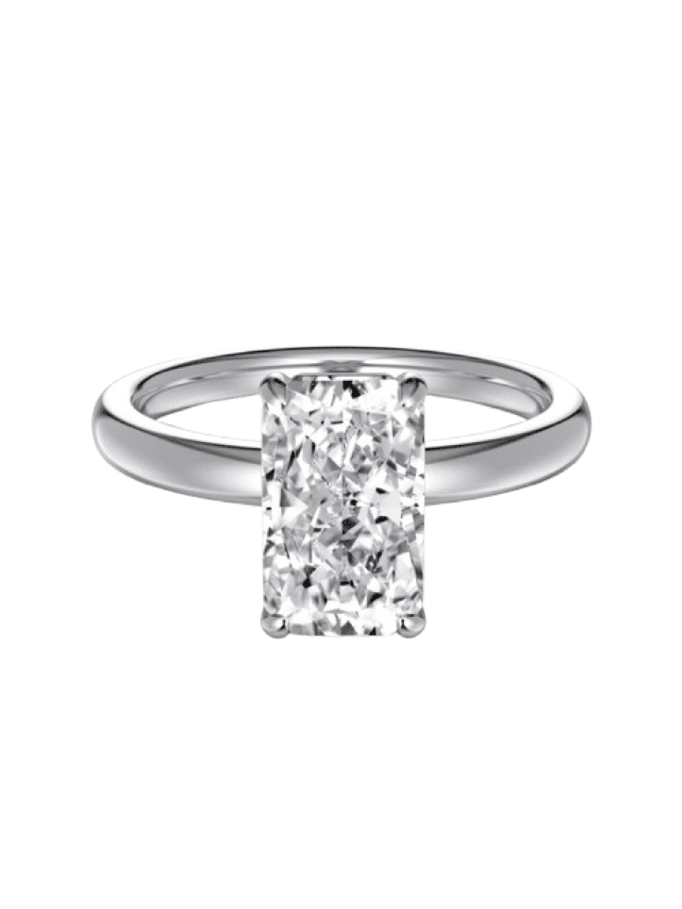 Celina Radiant Cut Solitaire Sterling Silver Ring- Silver