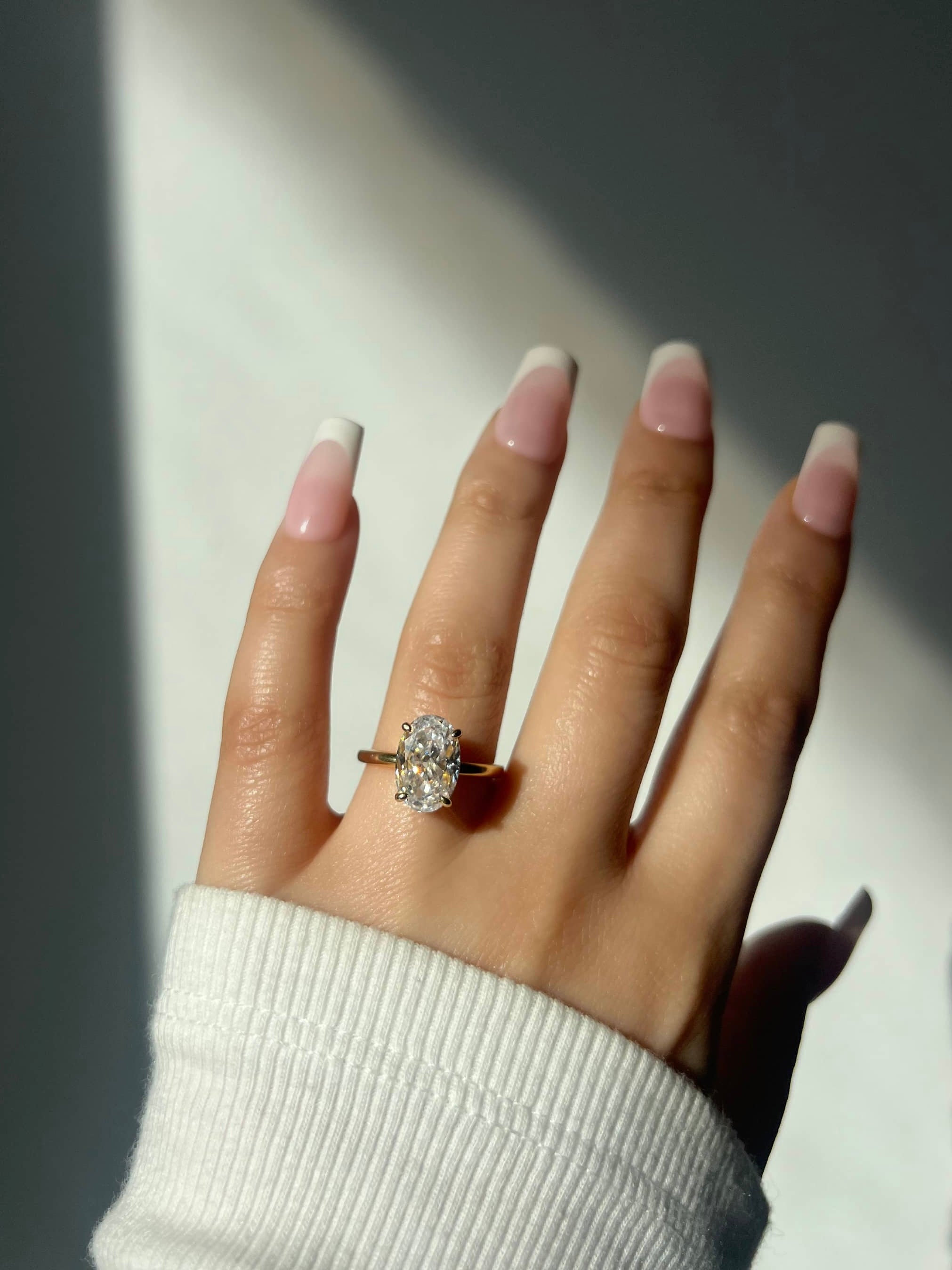 Diana Oval Cut Solitaire Sterling Silver Ring- Gold