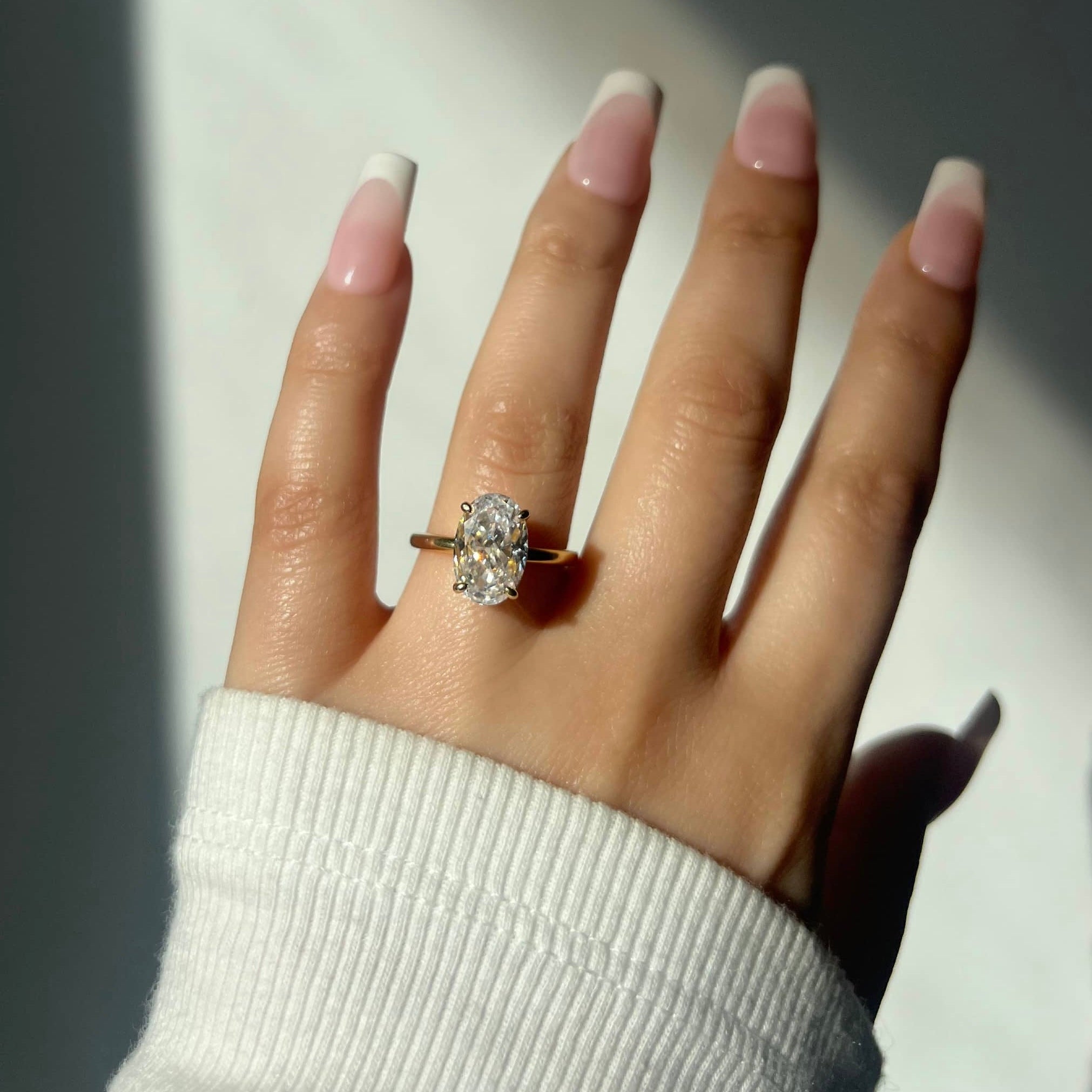 Diana Oval Cut Solitaire Sterling Silver Ring- Gold