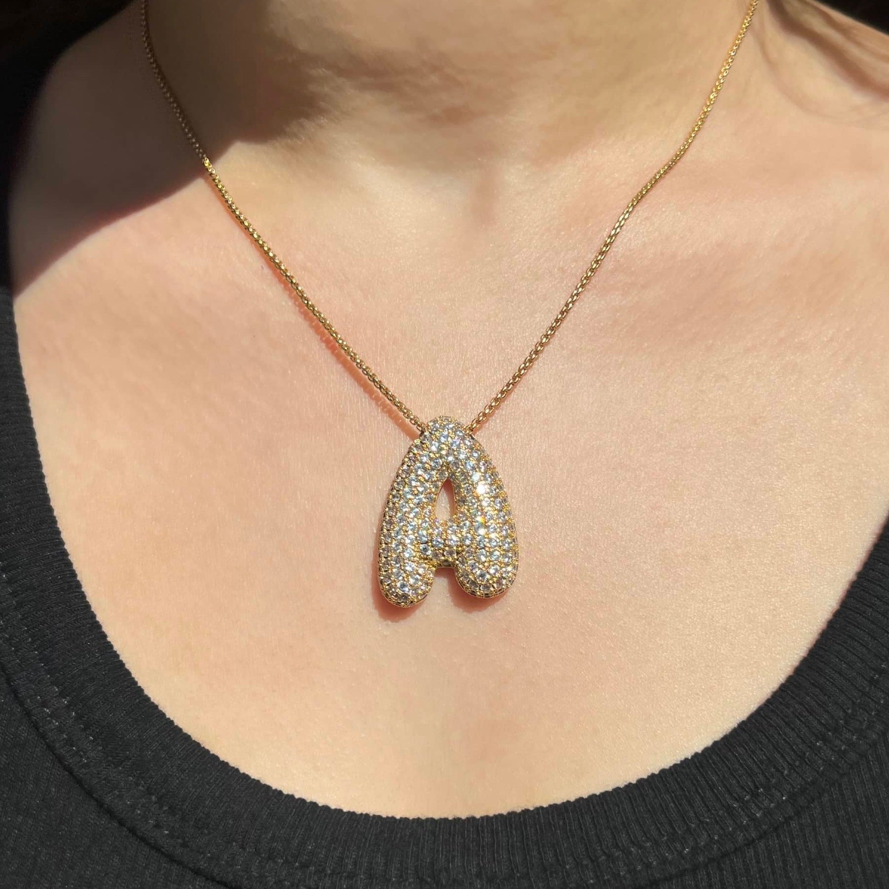 Icy Jumbo Bubble Letter Initial Pendant Necklace (Pre-Order)