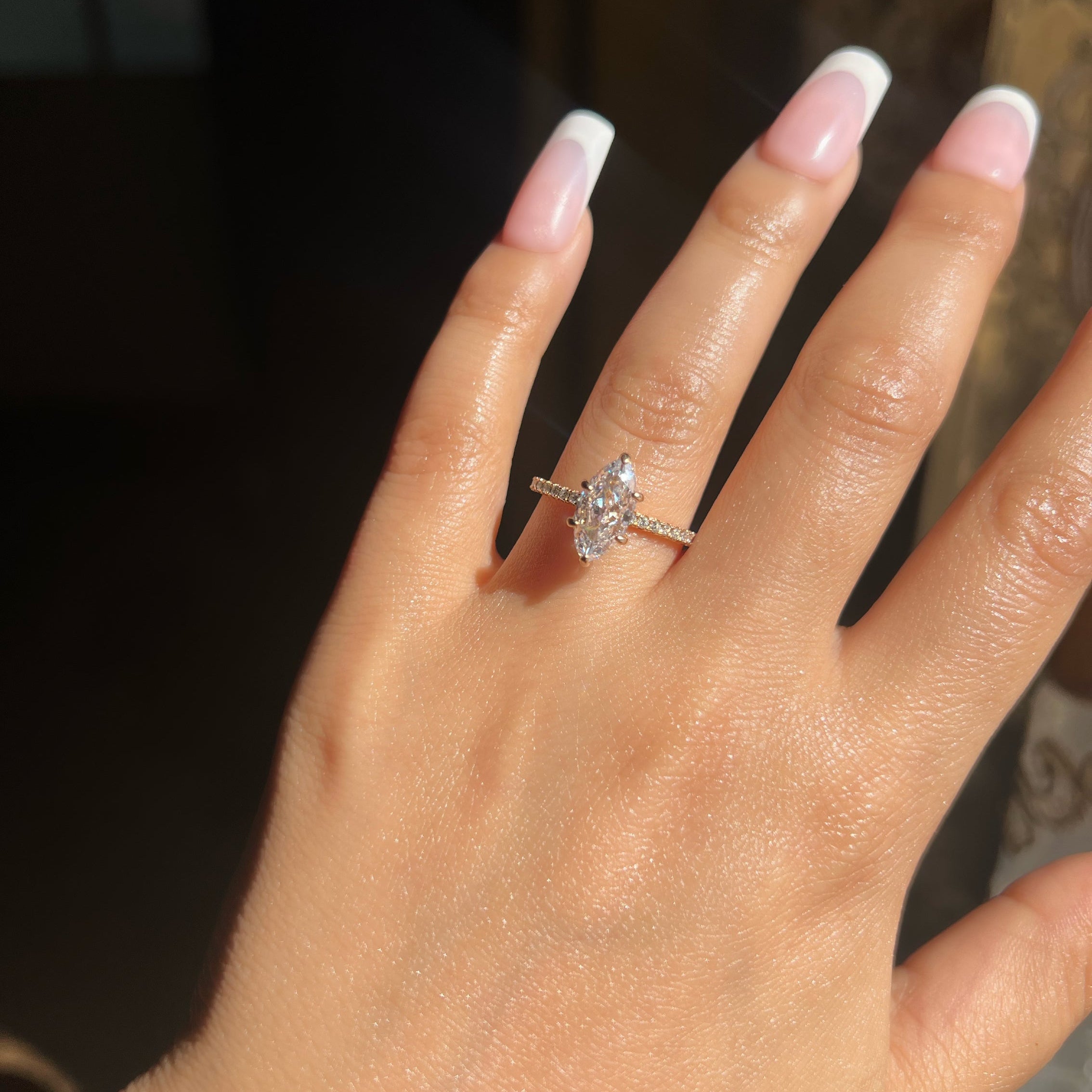 Farah Marquise Cut Sterling Silver Ring- Gold (Pre-Order)