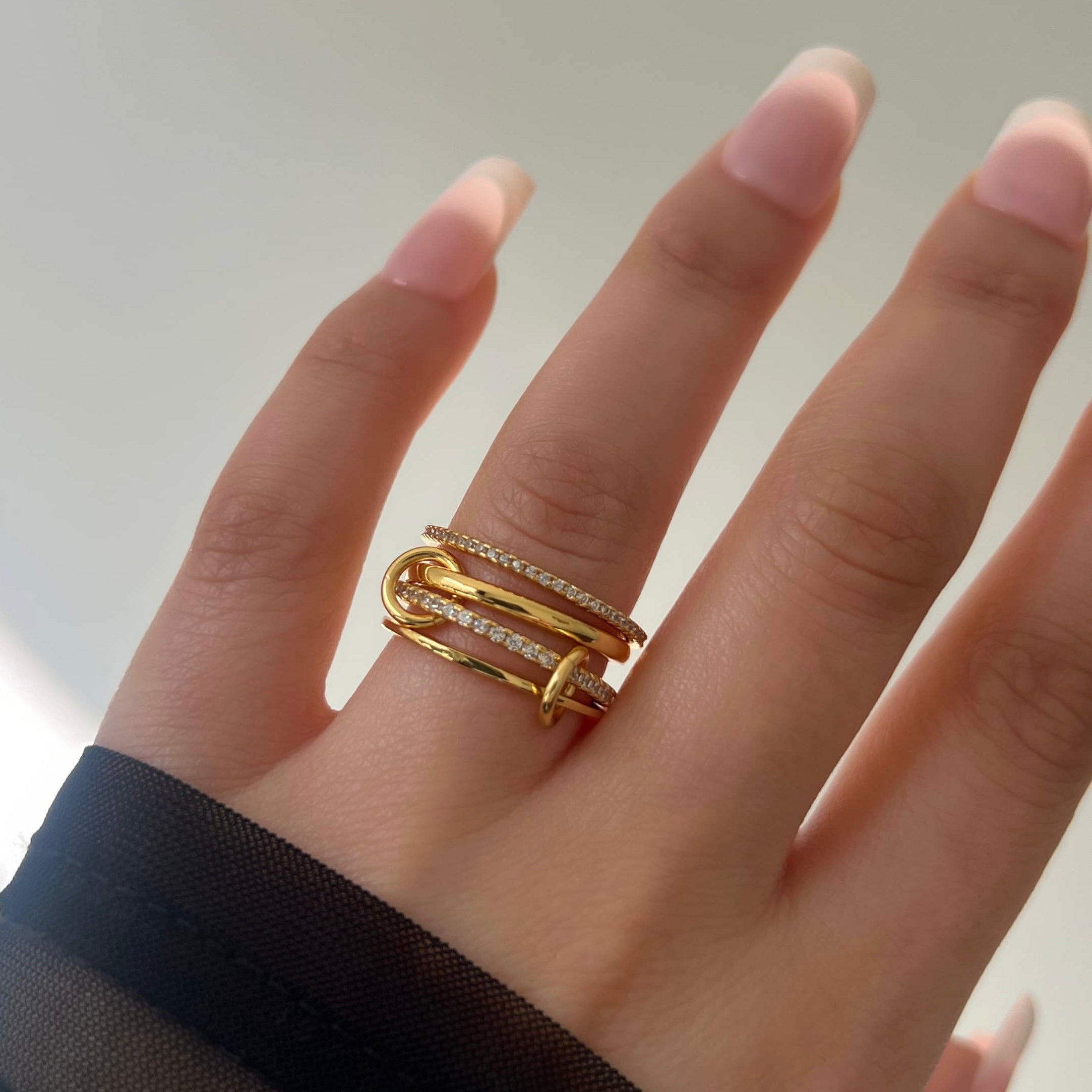 Enaya Sterling Silver Quadruple Band Ring- Gold (Pre-Order)