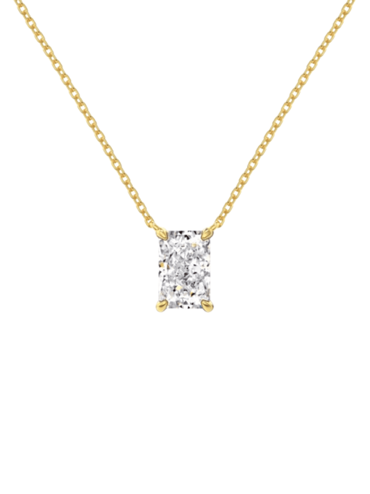 Celina Sterling Silver Radiant Cut Rectangular Pendant Necklace (Pre-Order)