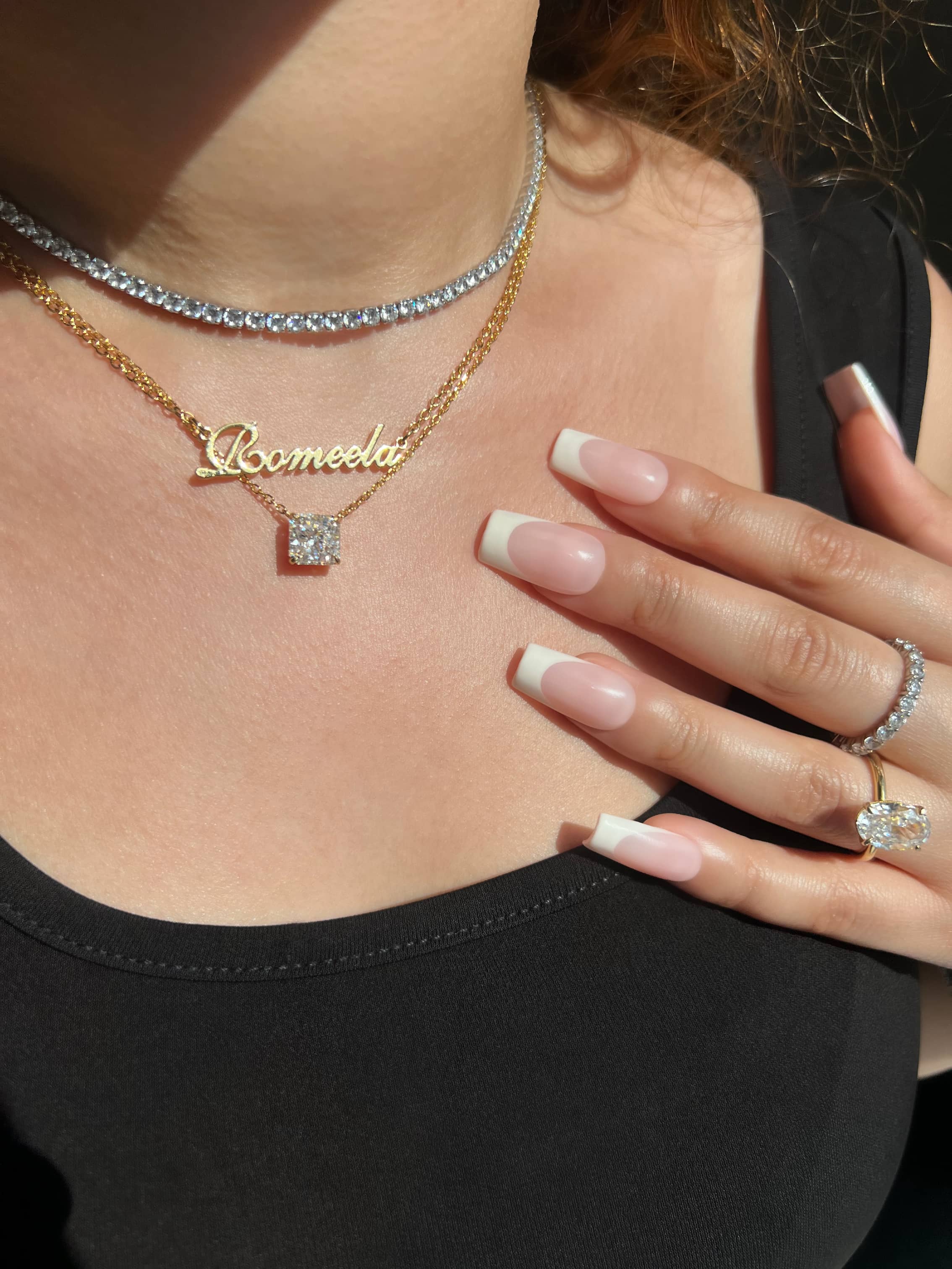 Lésa Radiant Cut Square Sterling Silver Pendant Necklace