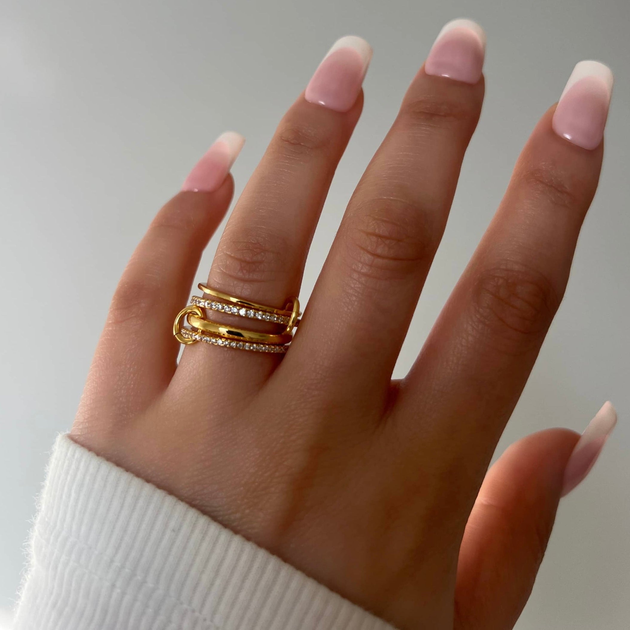 Enaya Sterling Silver Quadruple Band Ring- Gold (Pre-Order)